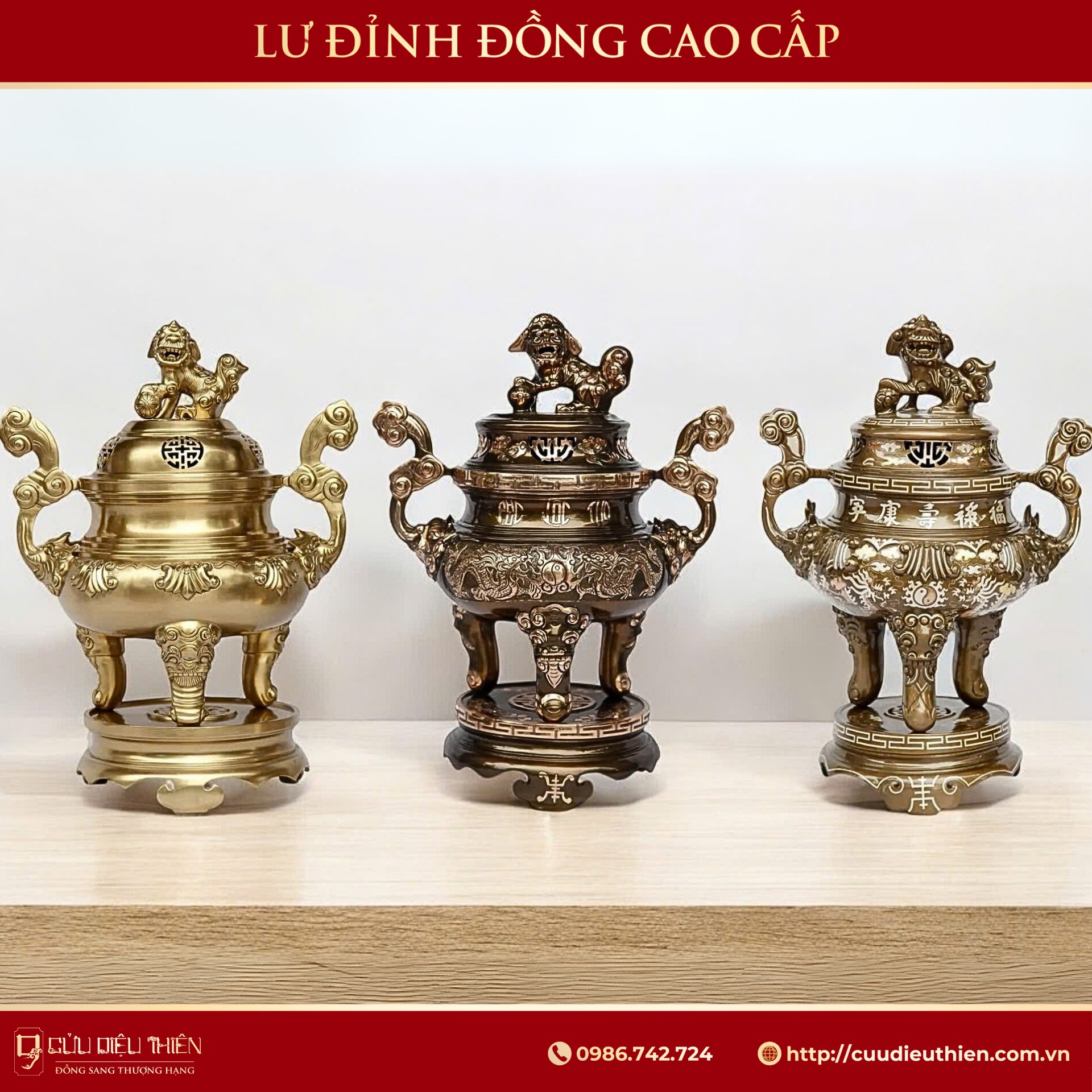 Bộ Thờ Đồng Sáng Bóng - Cửu Diệu Thiên