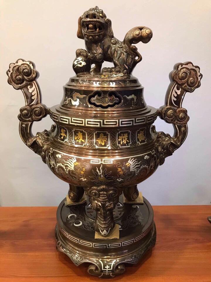 Đỉnh Đồng Khảm Ngũ Sắc - Tinh Hoa Nghệ Thuật Cổ Truyền-Cửu Diệu Thiên