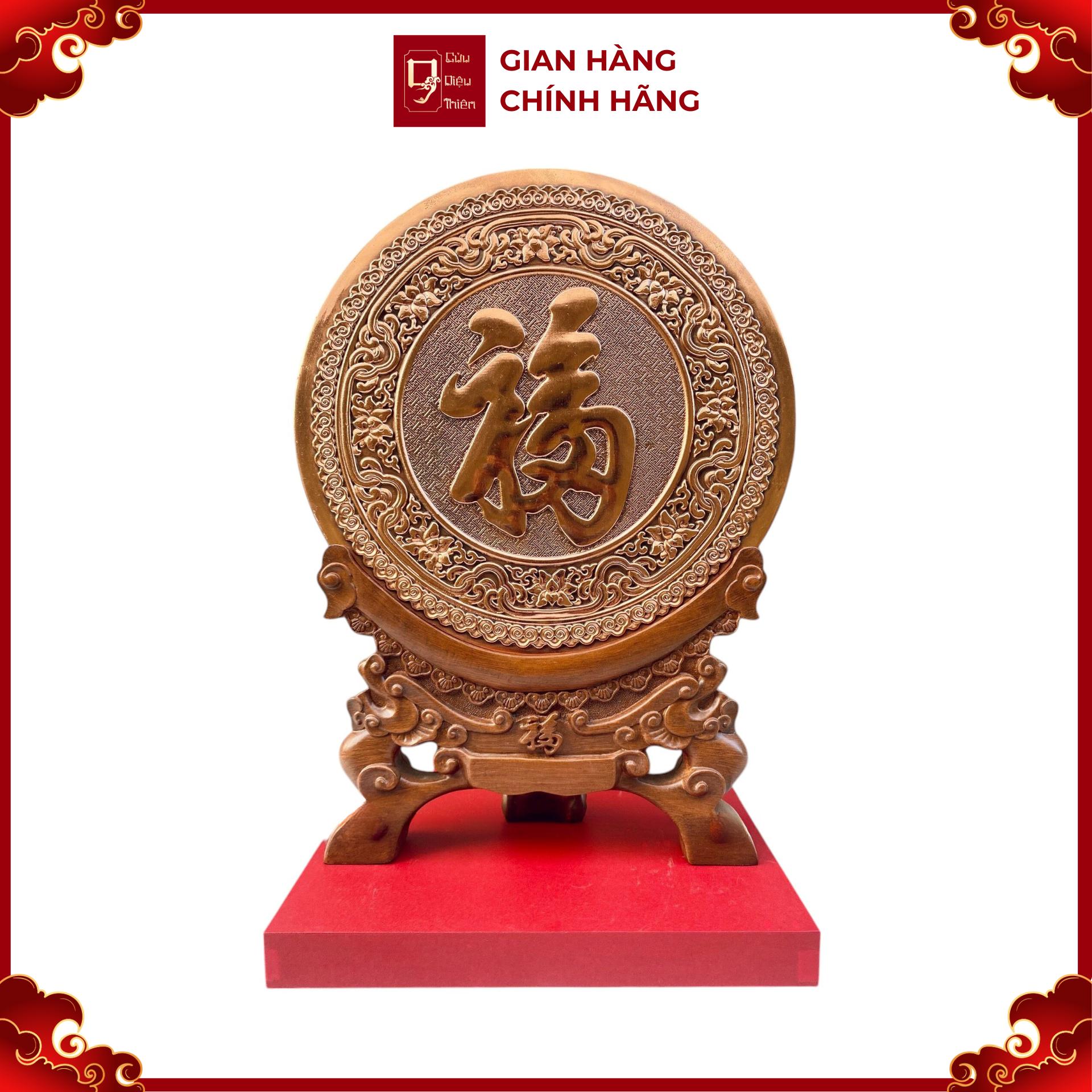 Tranh Đĩa Đồng Chữ Phúc ( Đường Kính 30cm , Cao 42cm ) - Cửu Diệu Thiên - DT021