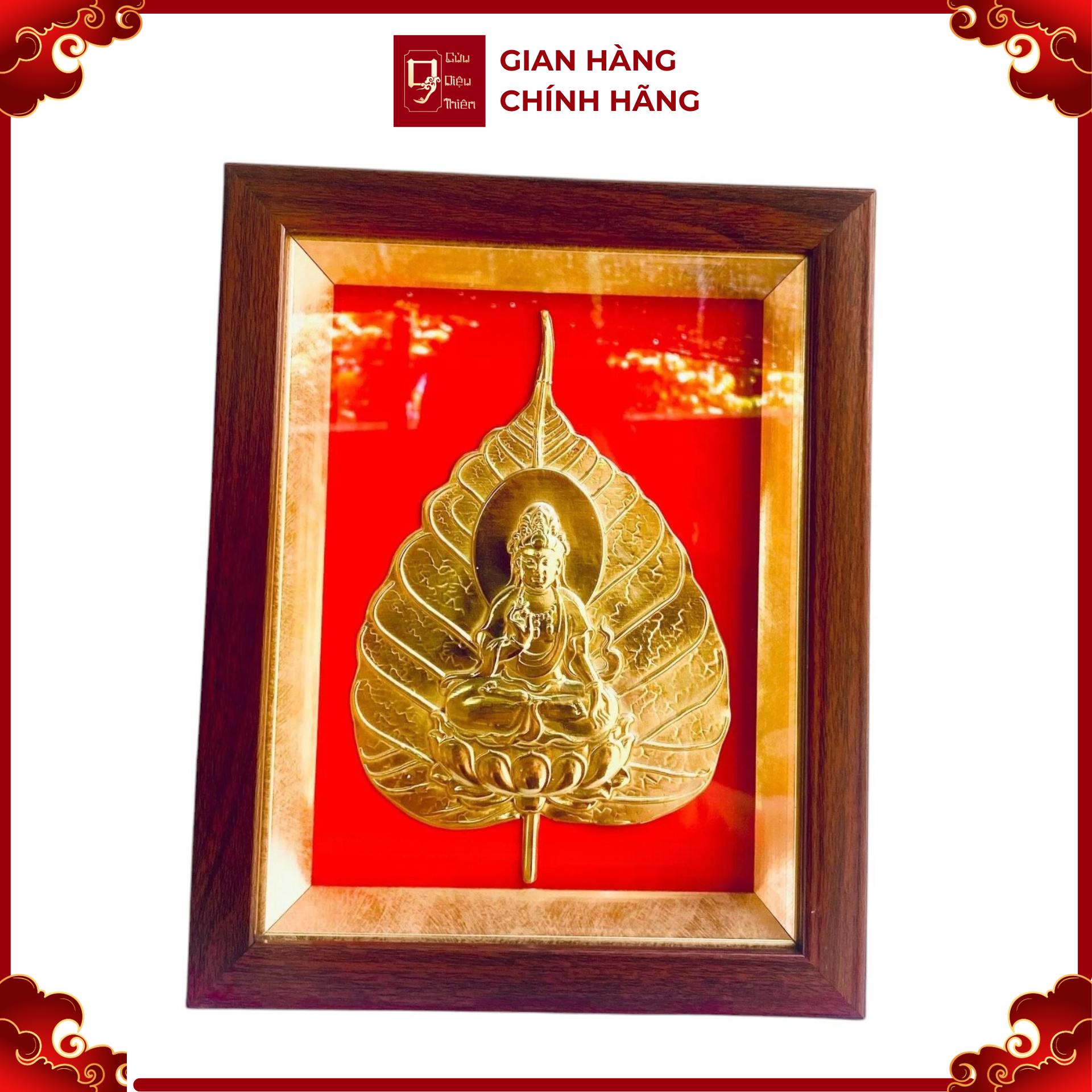 Tranh Đồng Lá Bồ Đề , Dát Vàng ( 20x25cm ) - Cửu Diệu Thiên - BĐ003