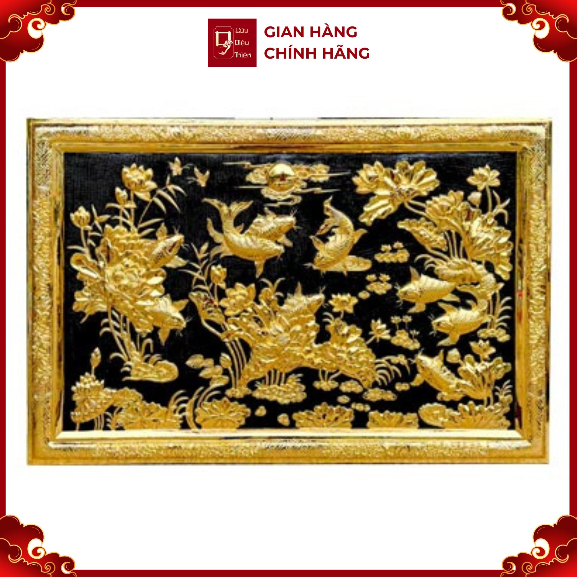 Tranh Cá Chép Hoa Sen - Đồ Đồng Cao Cấp - Cửu Diệu Thiên - THN376
