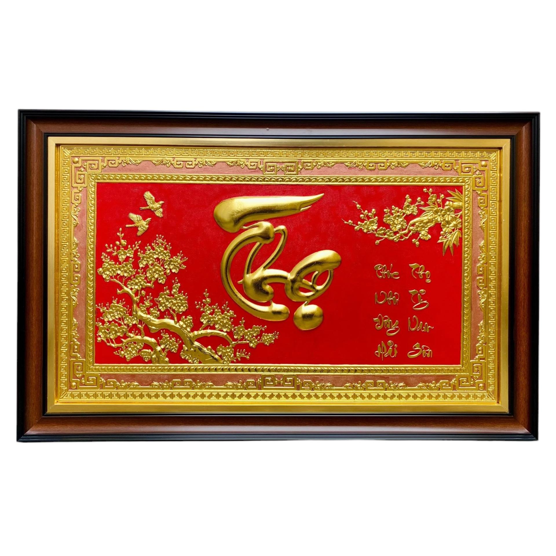 Tranh Đồng Chữ Thọ , Dát Vàng ( 68x107cm ) - Cửu Diệu Thiên - THN201