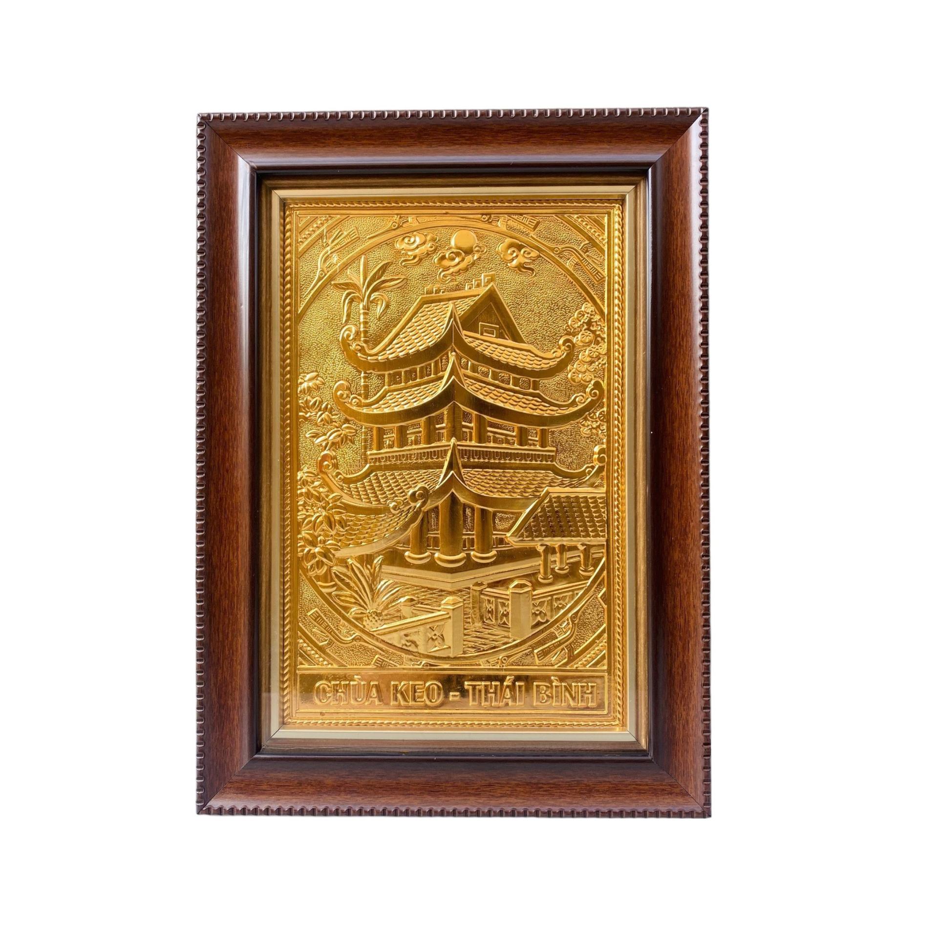 Tranh Đồng Chùa Keo, Dát Vàng (28x38cm) - Cửu Diệu Thiên - CK009