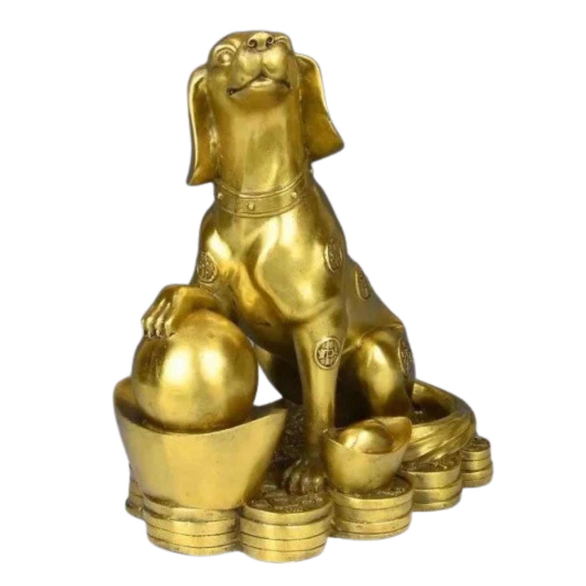 Chó Bằng Đồng , Linh Vật Tuổi Tuất - Đồ Đồng Cao Cấp - Cửu Diệu Thiên - THN085