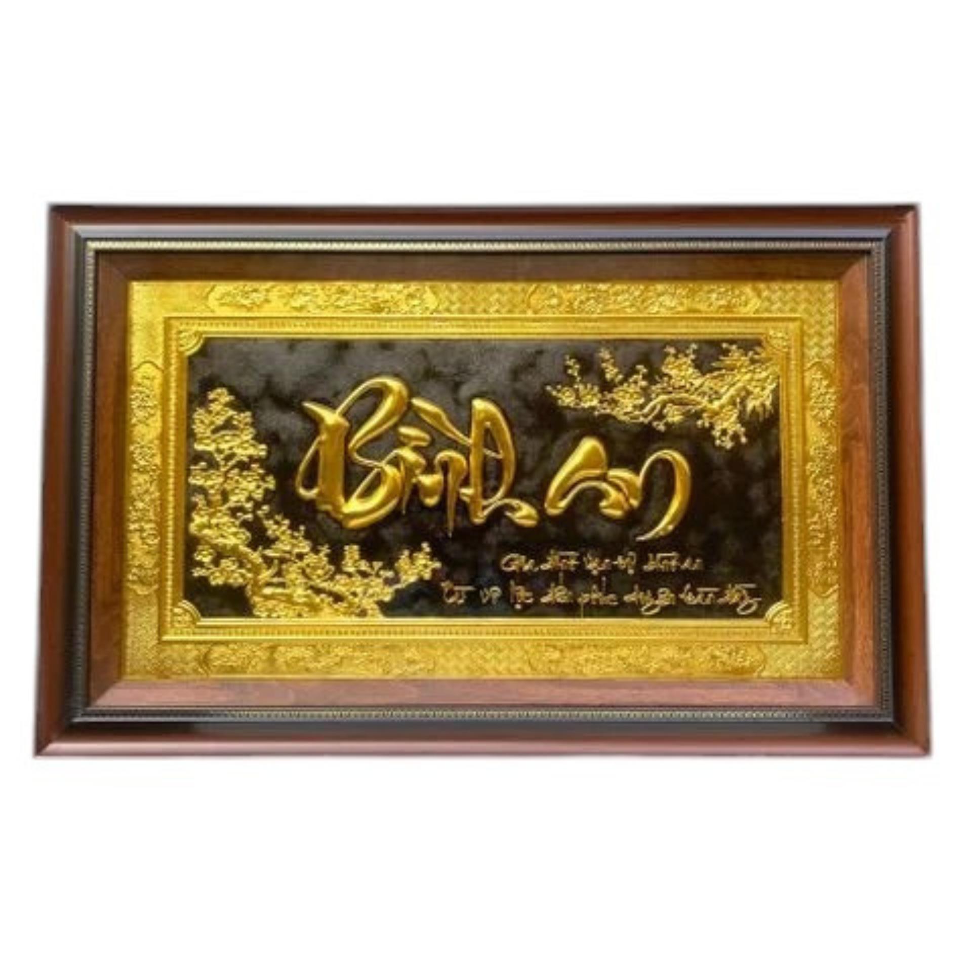 Tranh Đồng Chữ Bình An , Dát Vàng ( 50x80cm ) - Cửu Diệu Thiên - BA006