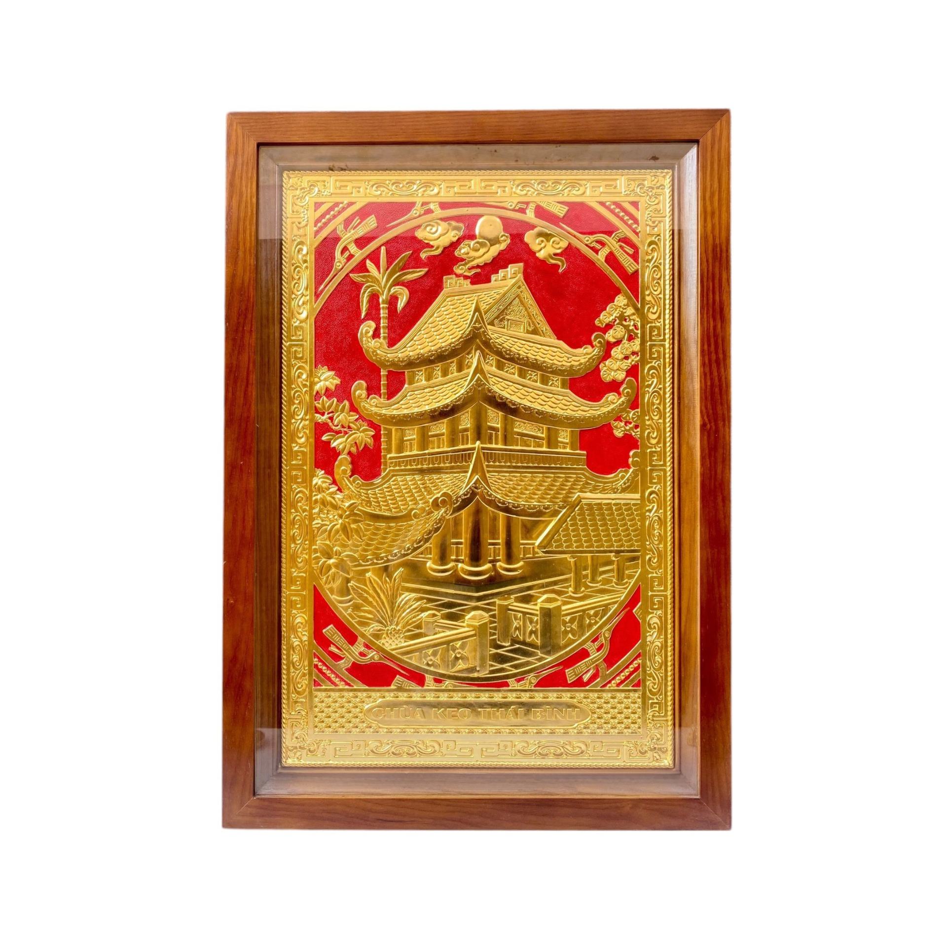 Tranh Đồng Chùa Keo, Dát Vàng (38x54cm) - Cửu Diệu Thiên - CK010