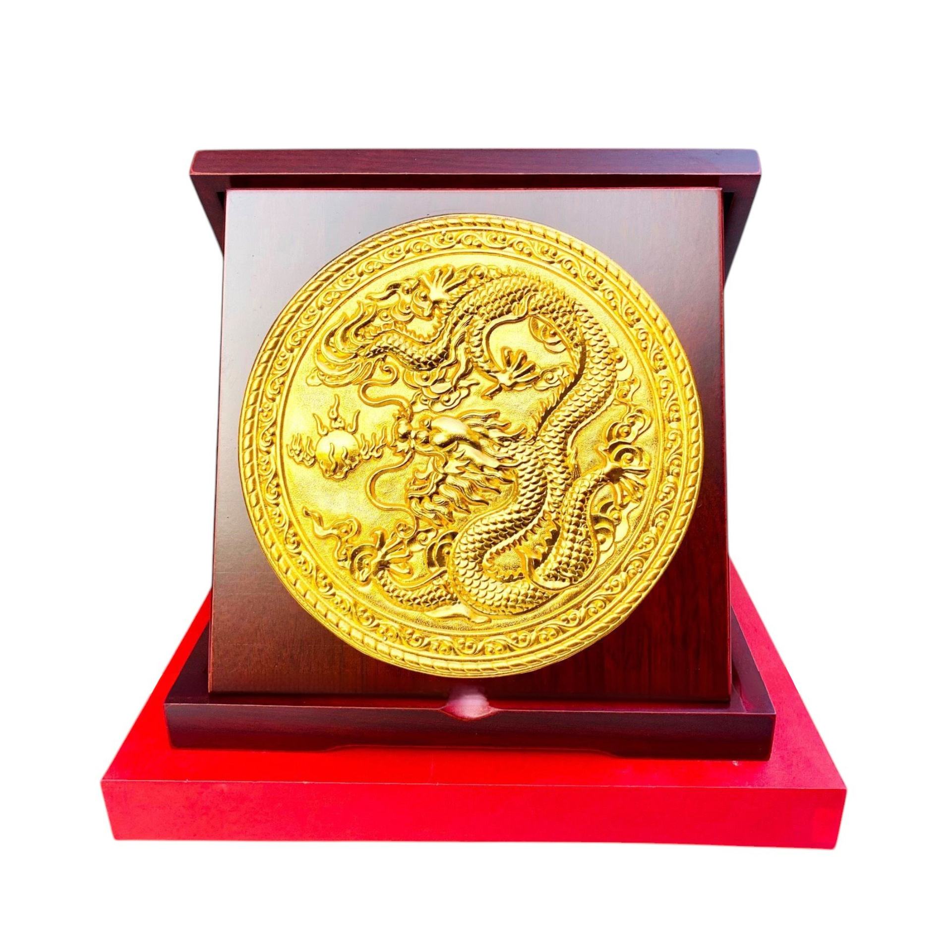 Tranh Đồng Rồng Phú Quy, Mạ Vàng 24K ( Đường Kính 23cm ) - Cửu Diệu Thiên - RV006