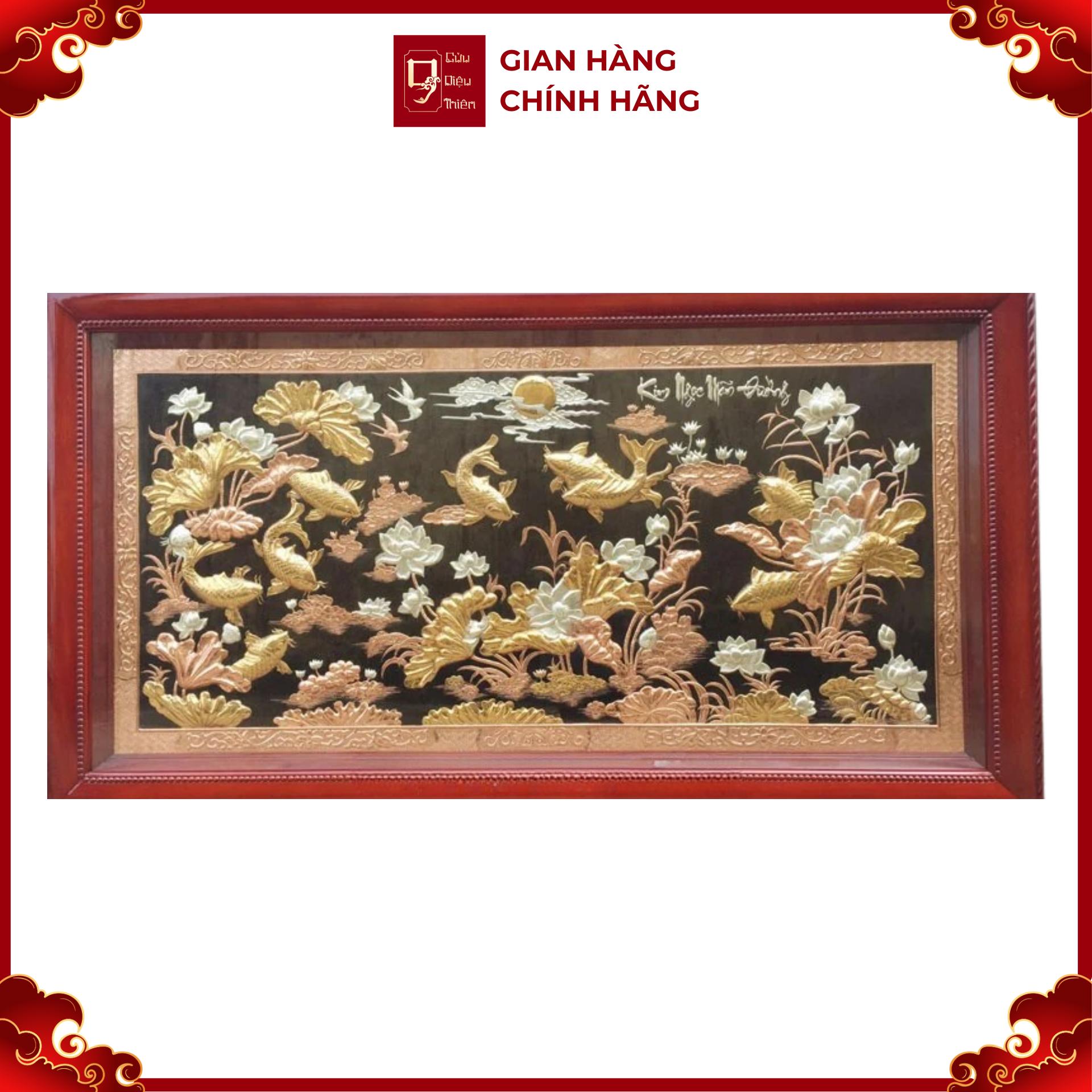 Tranh Cá Chép Hoa Sen - Đồ Đồng Cao Cấp - Cửu Diệu Thiên - THN383