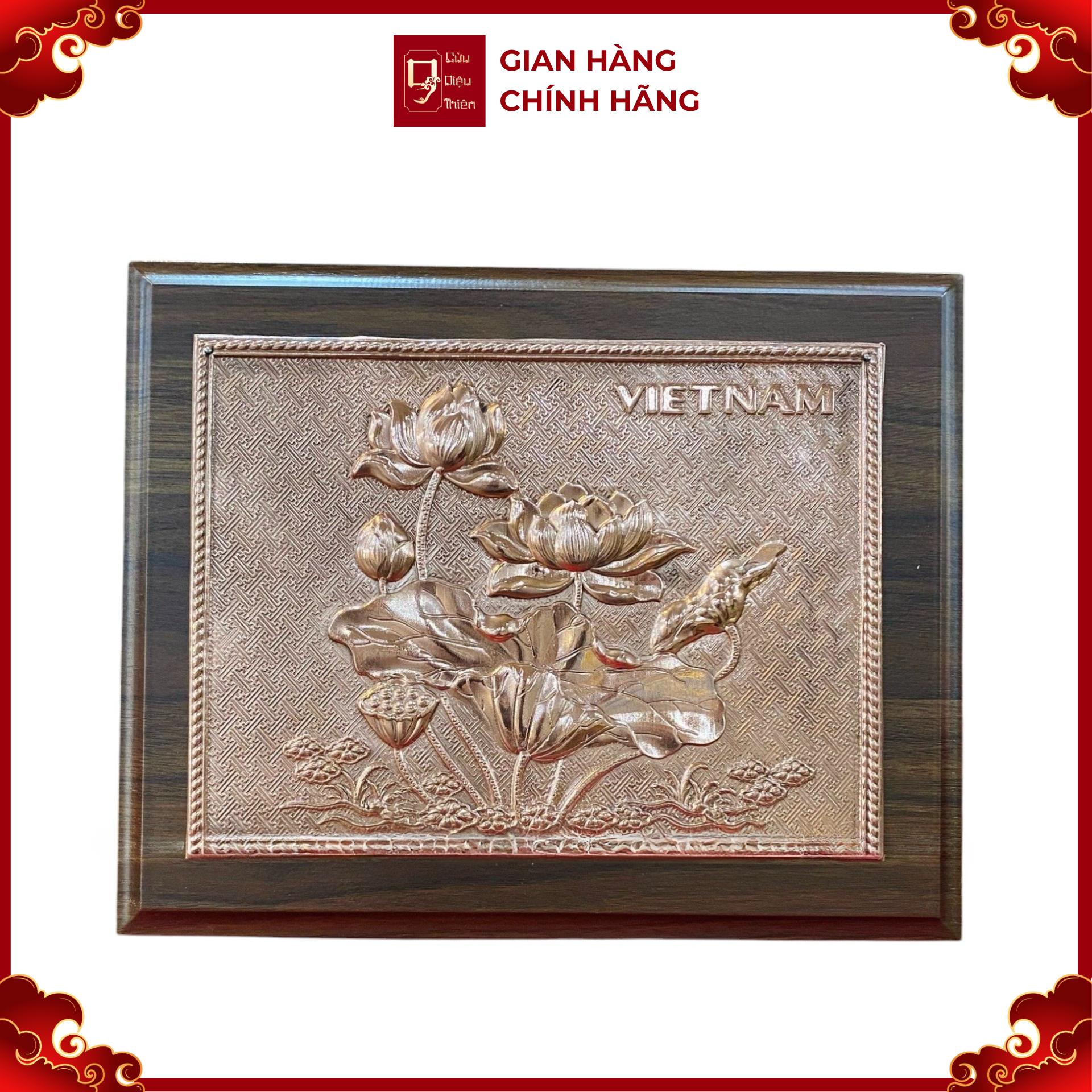 Tranh Đồng Hoa Sen ( 20x25cm ) - Cửu Diệu Thiên - SH035