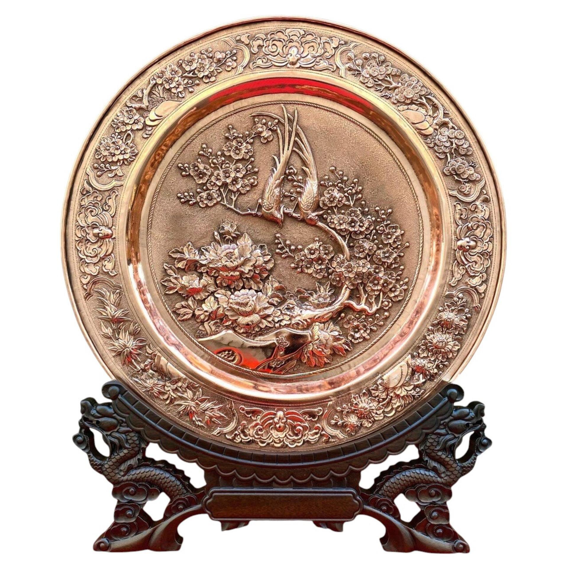Tranh Đĩa Đồng Mai Điểu ( 35x41cm ) - Cửu Diệu Thiên - TD010