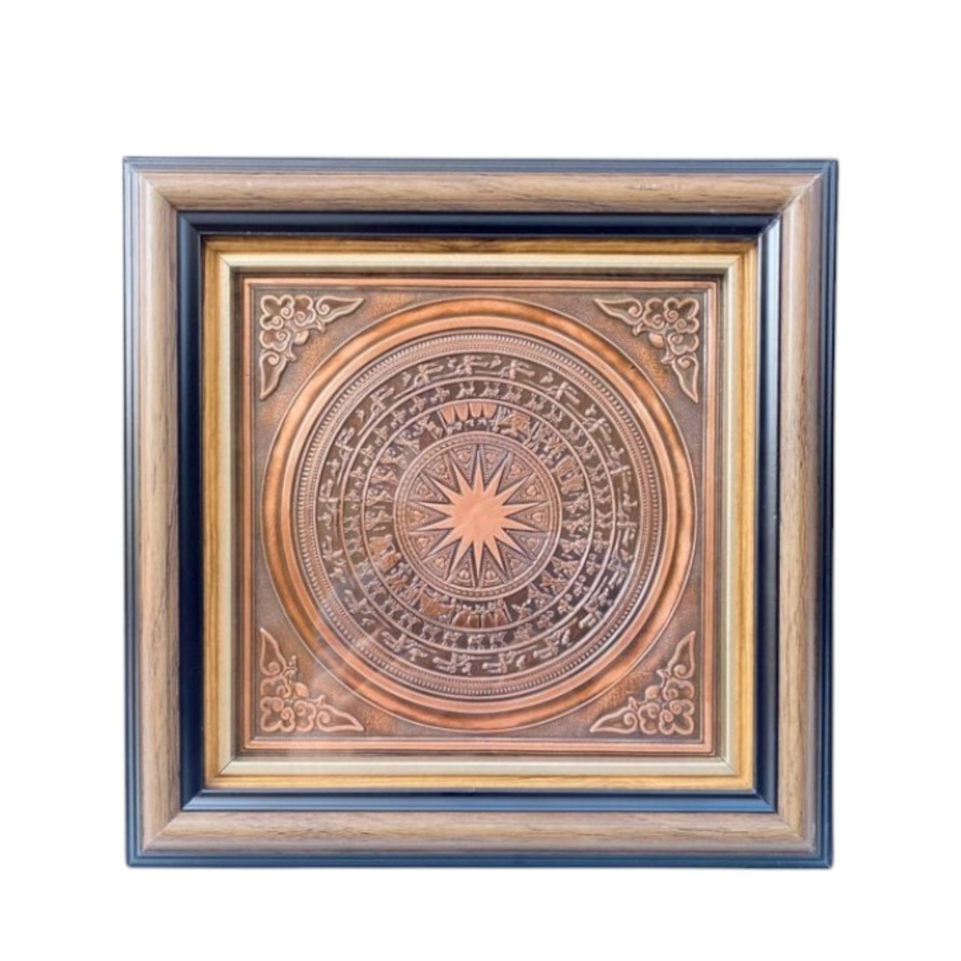 Tranh Đồng Mặt Trống Đồng , Giả Cổ ( 26x26cm ) - Cửu Diệu Thiên - ĐT012