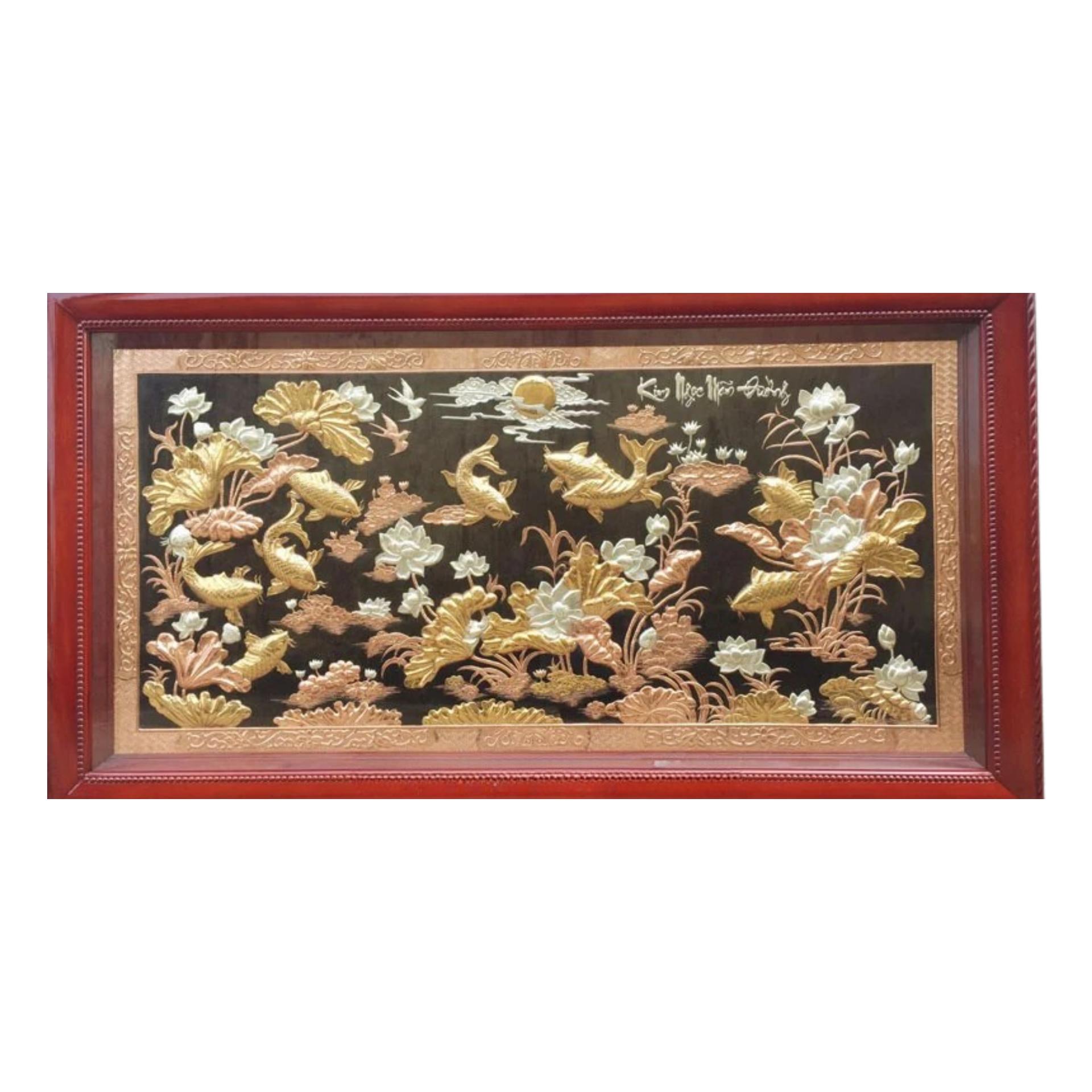 Tranh Cá Chép Hoa Sen - Đồ Đồng Cao Cấp - Cửu Diệu Thiên - THN383