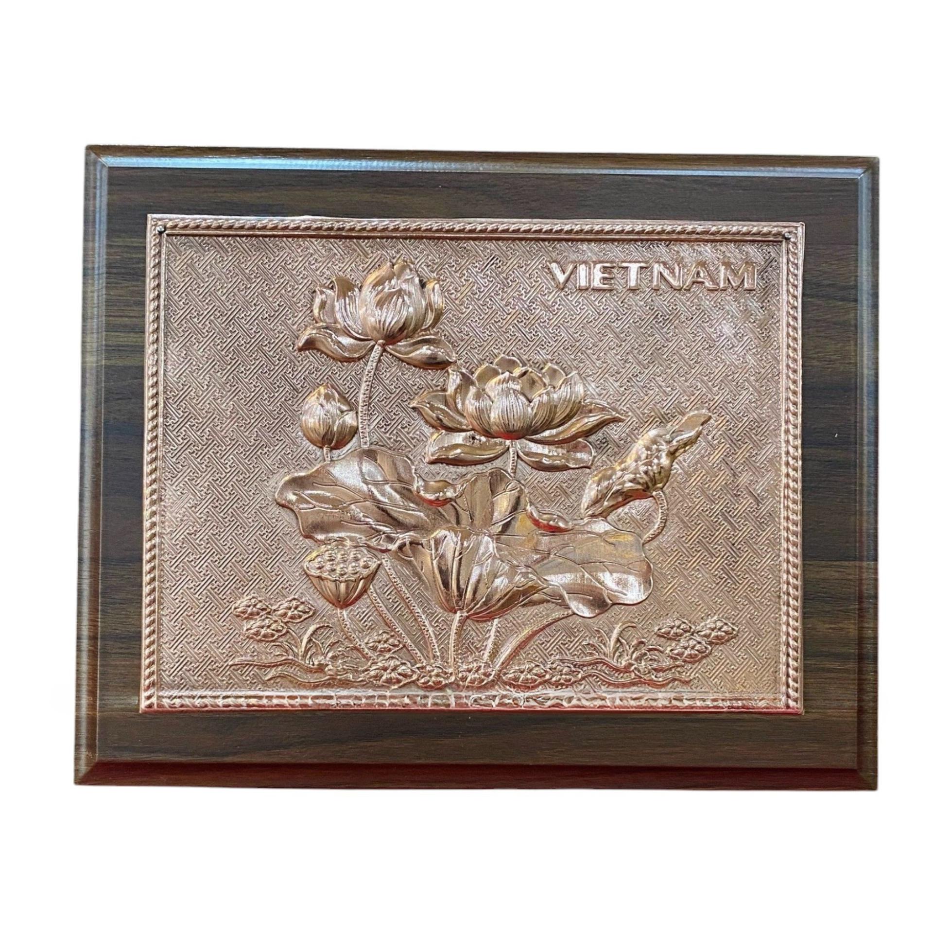 Tranh Đồng Hoa Sen ( 20x25cm ) - Cửu Diệu Thiên - SH035