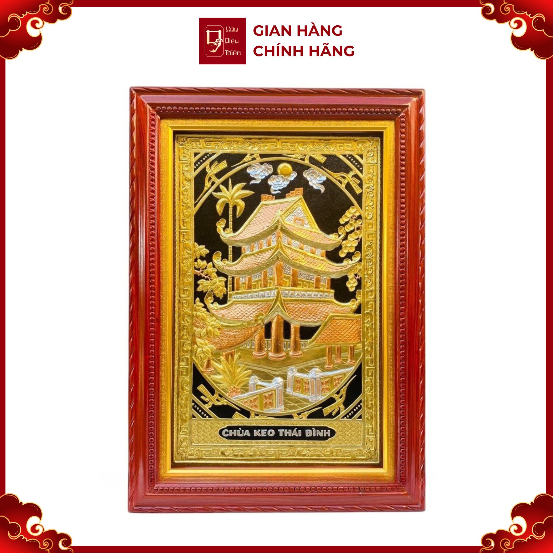 Tranh Đồng Chùa Keo, Dát Vàng Bạc (100x70cm) - Cửu Diệu Thiên - CK003