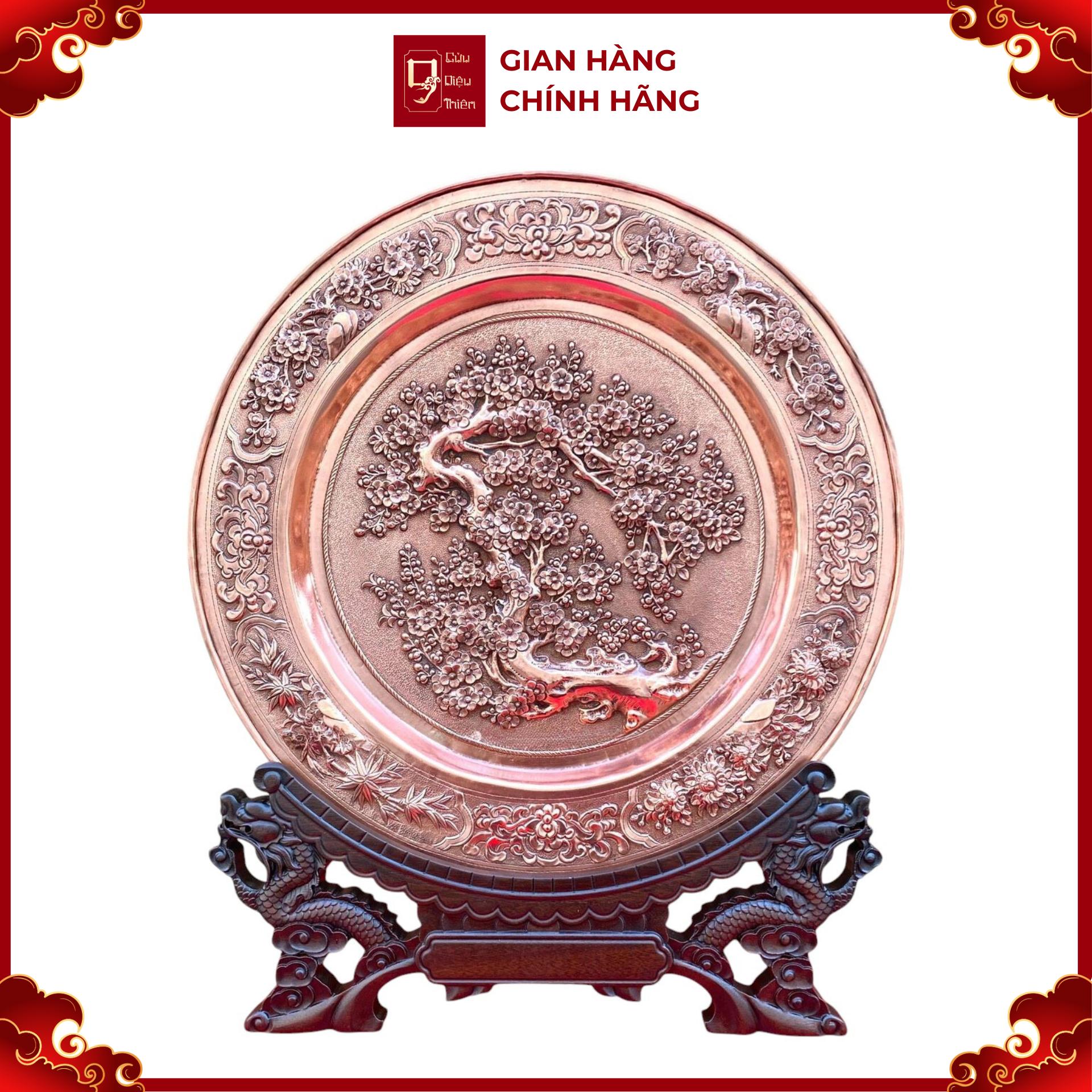 Tranh Đĩa Đồng Mai Khai Phú Quý ( 35x41cm ) - Cửu Diệu Thiên - TD009