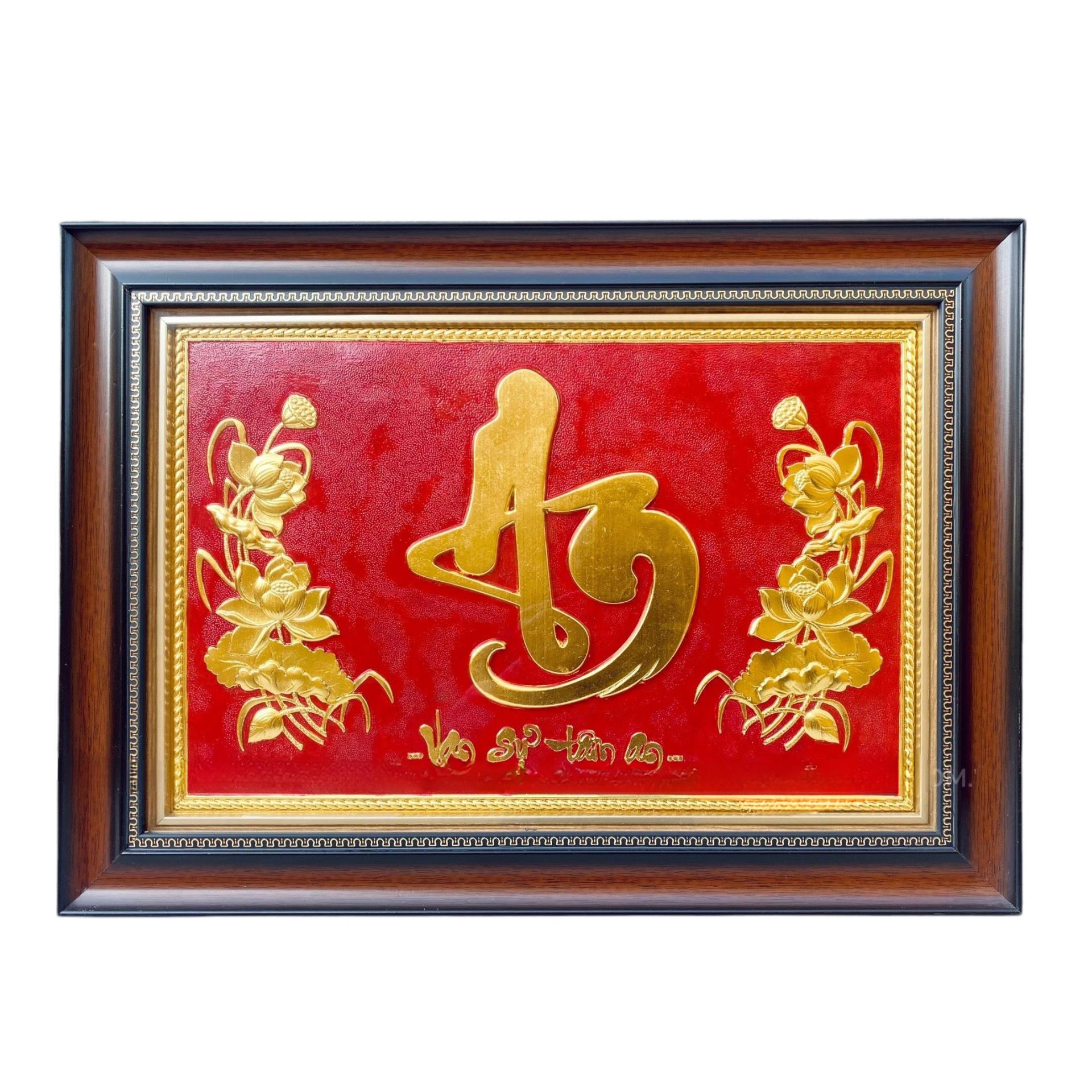 Tranh Đồng Chữ An, Dát Vàng ( 38x52cm ) - Cửu Diệu Thiên - AD003