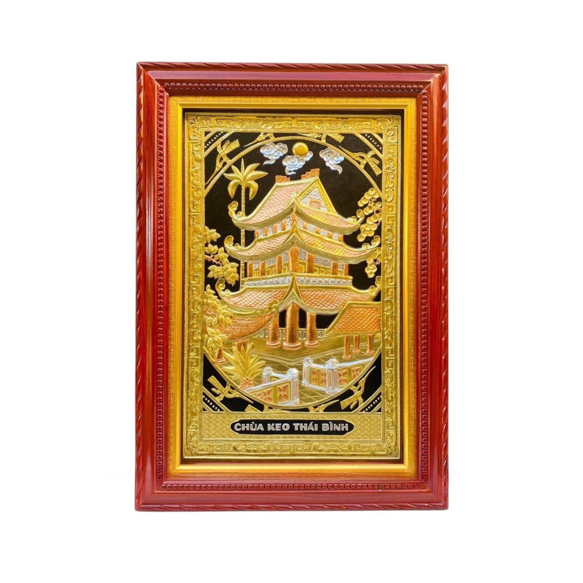 Tranh Đồng Chùa Keo, Dát Vàng Bạc (100x70cm) - Cửu Diệu Thiên - CK003