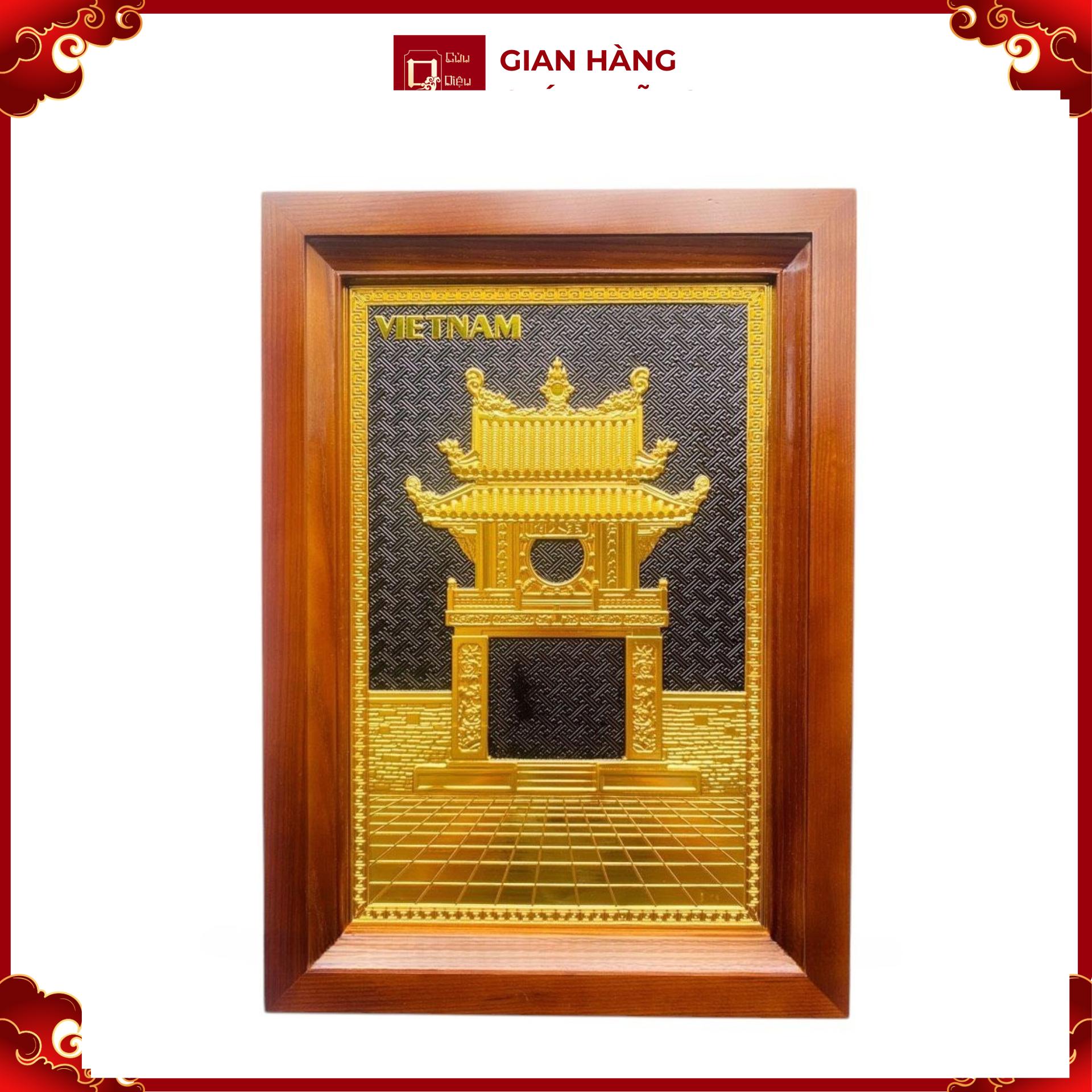 Tranh Đồng Khuê Văn Các , Mạ Vàng 24K ( 38x54cm ) - Cửu Diệu Thiên - THN260