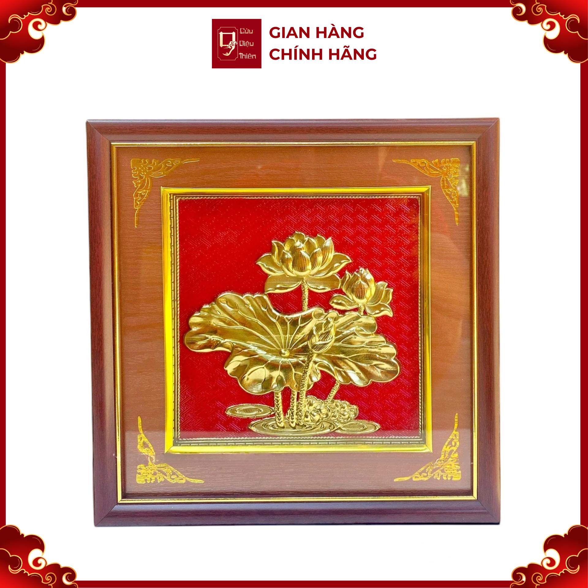 Tranh Đồng Hoa Sen ( 26x26cm ) - Cửu Diệu Thiên - SH044
