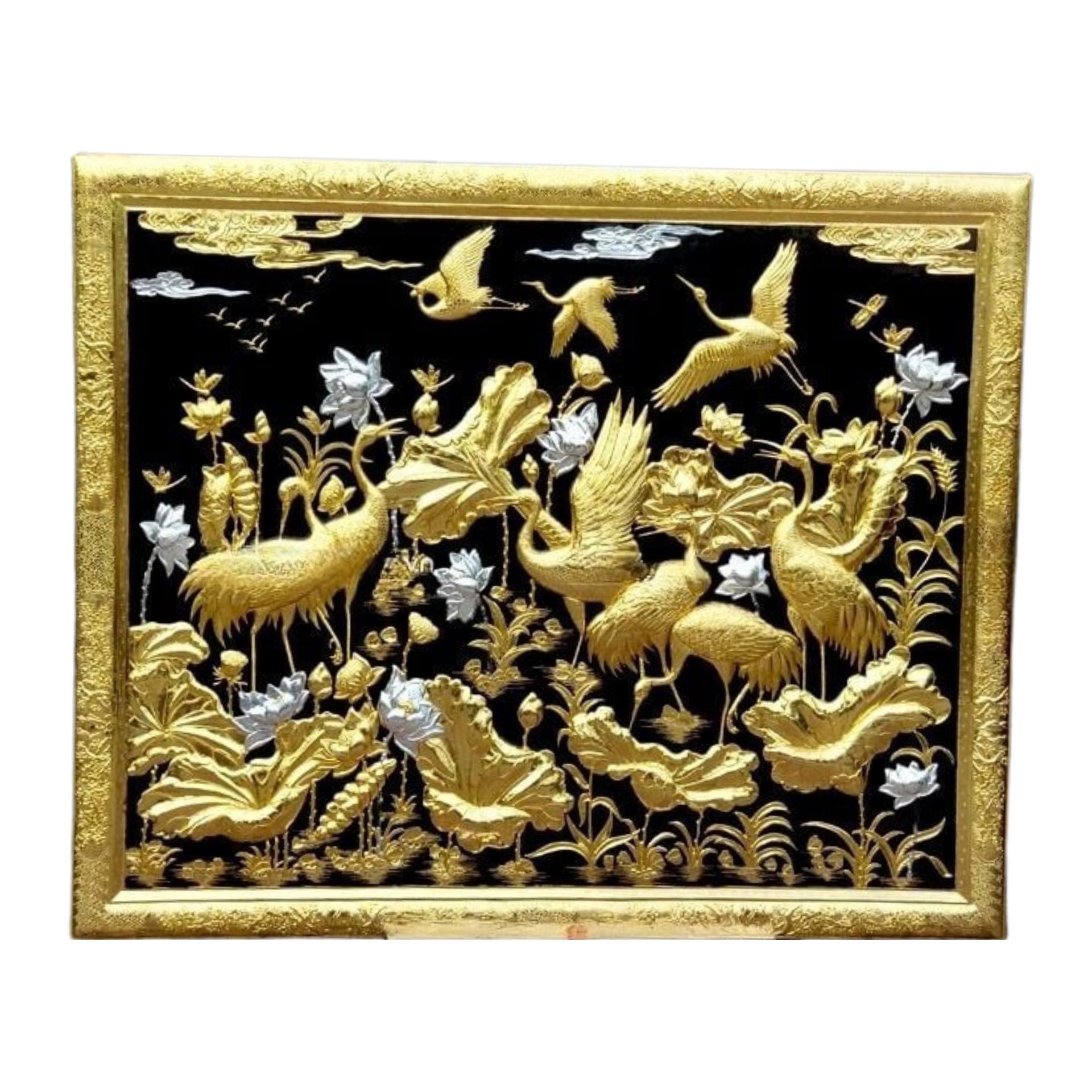 Tranh Tùng Hạc - Đồ Đồng Cao Cấp - Cửu Diệu Thiên - THN030