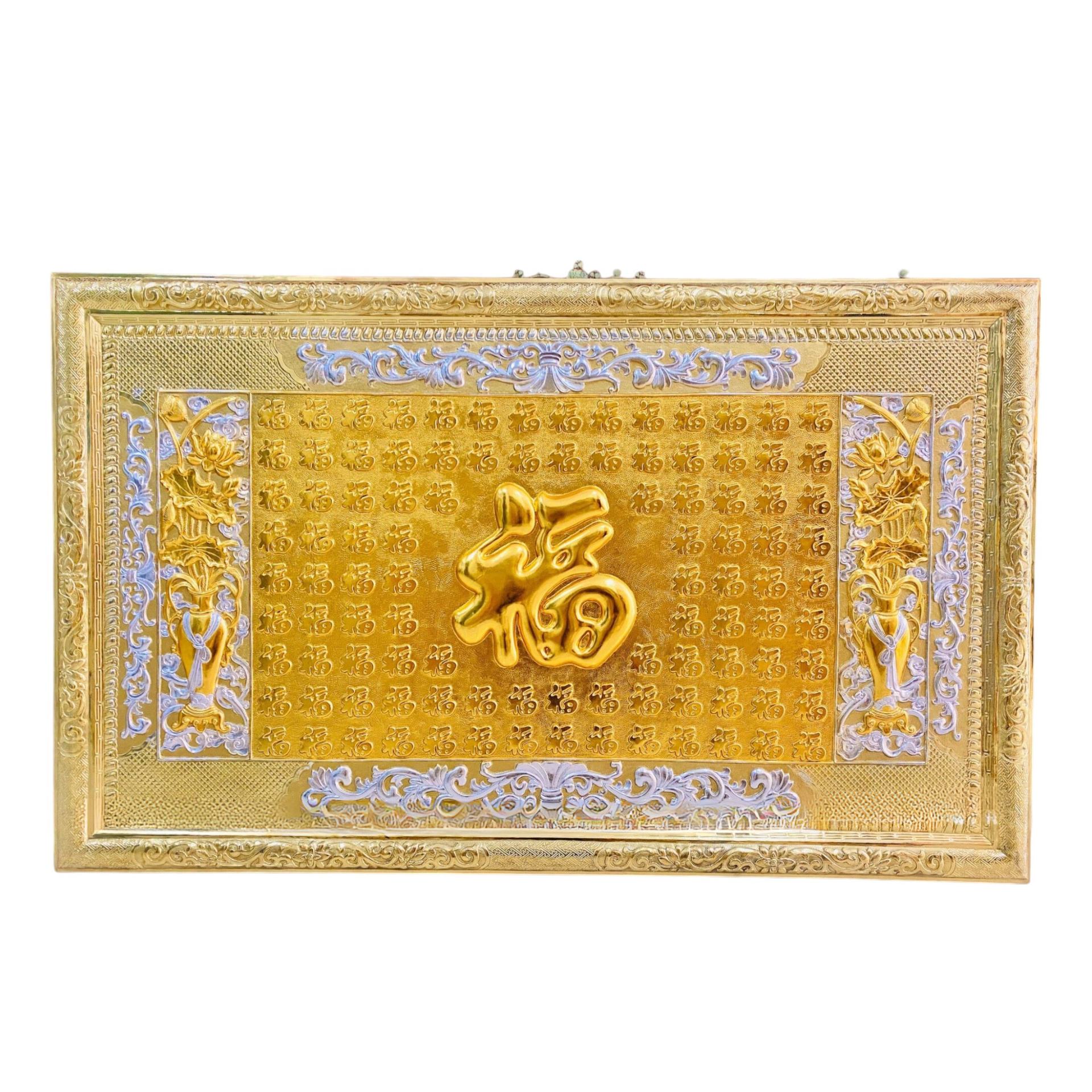 Tranh Đồng Bách Phúc , Dát Điểm Vàng Bạc ( 88x146cm ) - Cửu Diệu Thiên - BP001