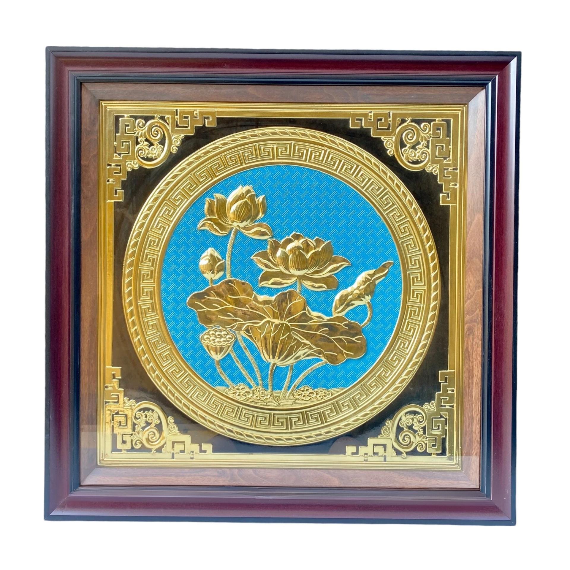 Tranh Đồng Hoa Sen ( 70x70cm ) - Cửu Diệu Thiên - ĐH003
