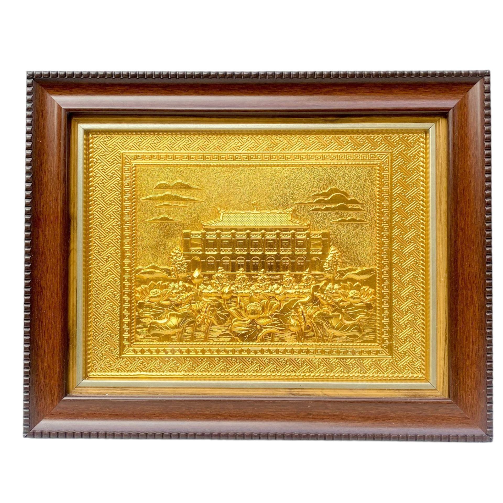 Tranh Đồng Bến Nhà Rồng - Bảo Tàng Hồ Chí Minh , Mạ Vàng 24K ( 28x34cm ) - Cửu Diệu Thiên - BR005