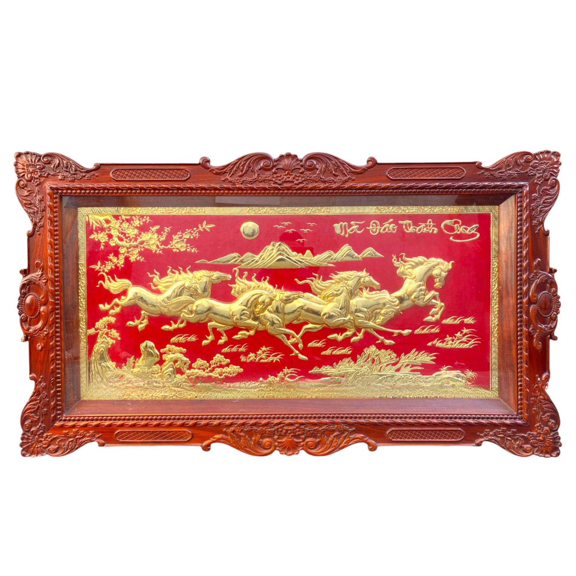 Tranh Đồng Mã Đáo Thành Công , Mạ Vàng 24K ( 88x155cm ) - Cửu Diệu Thiên - MD0015