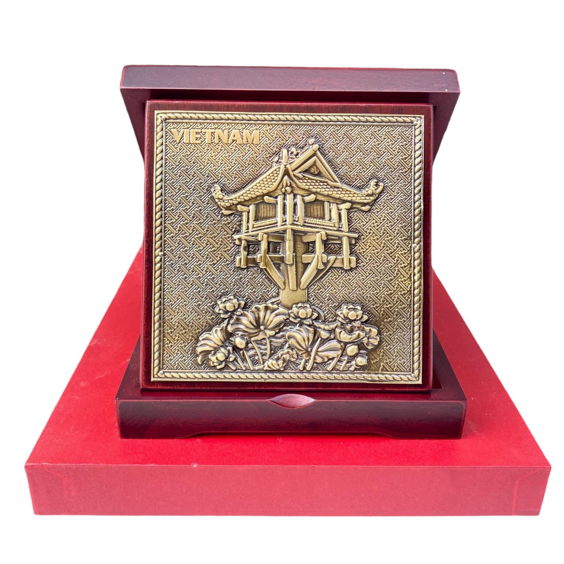 Tranh Đồng Chùa Một Cột ( 16x16cm ) - Cửu Diệu Thiên - TĐ002