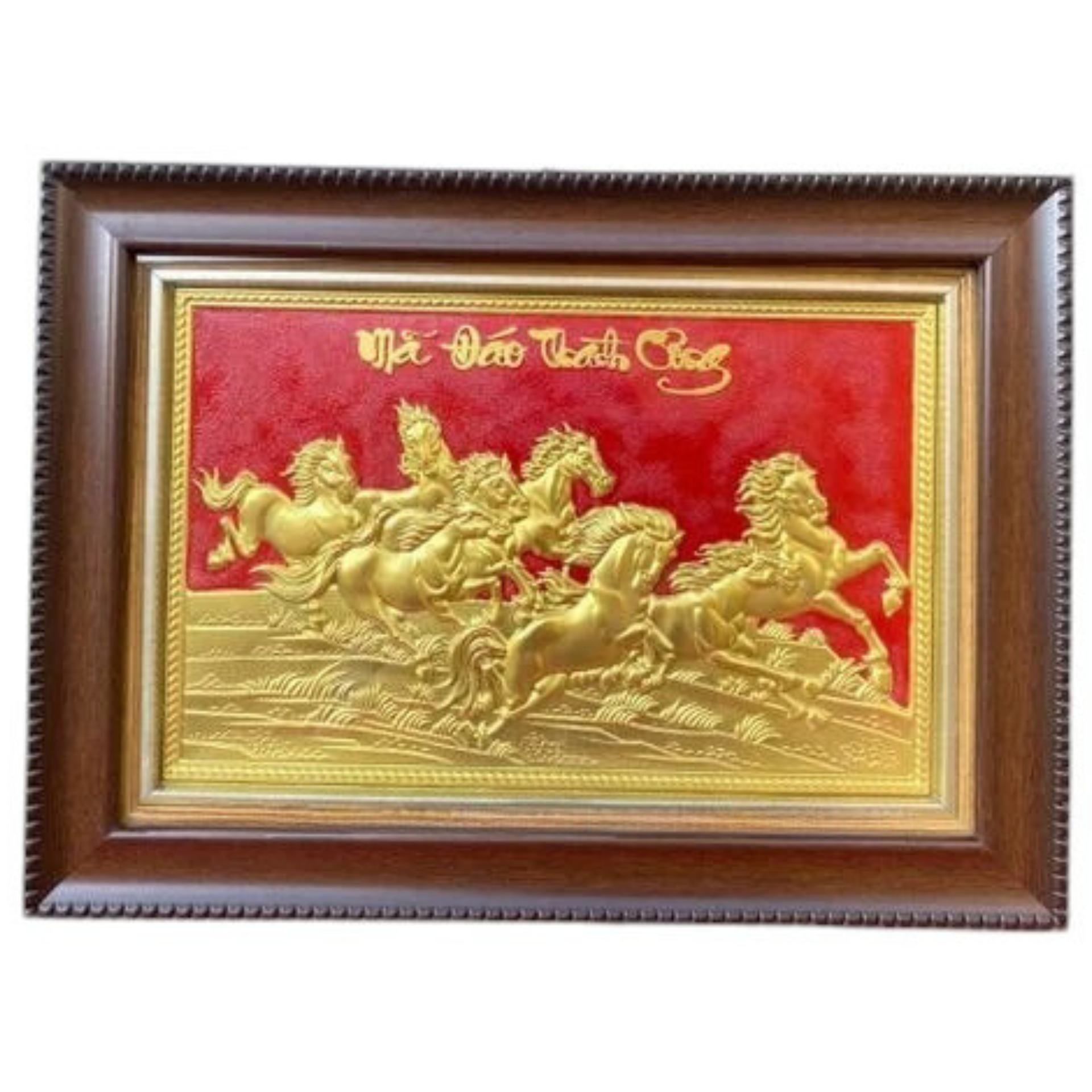 Tranh Đồng Mã Đáo Thành Công , Dát Vàng ( 28x38cm ) - Cửu Diệu Thiên - MD001