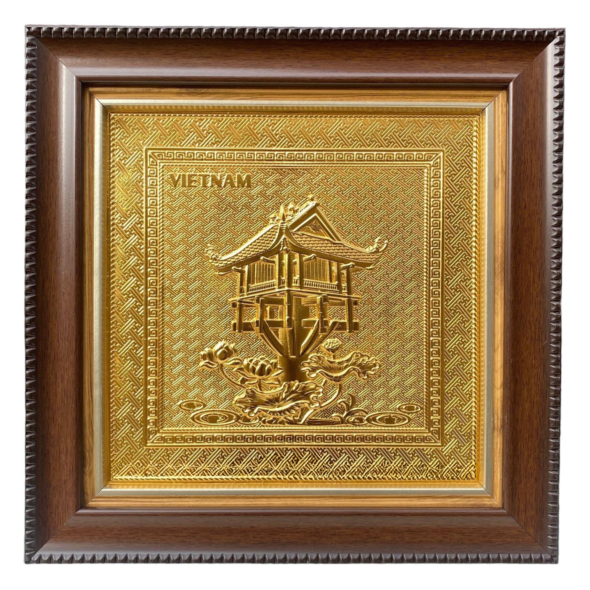 Tranh Đồng Chùa Một Cột , Mạ Vàng 24K ( 30x30cm ) - Cửu Diệu Thiên - MC008
