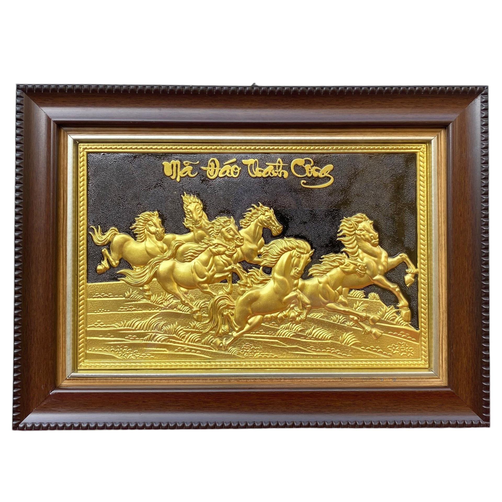 Tranh Đồng Mã Đáo Thành Công , Dát Vàng ( 28x38cm ) - Cửu Diệu Thiên - MD002