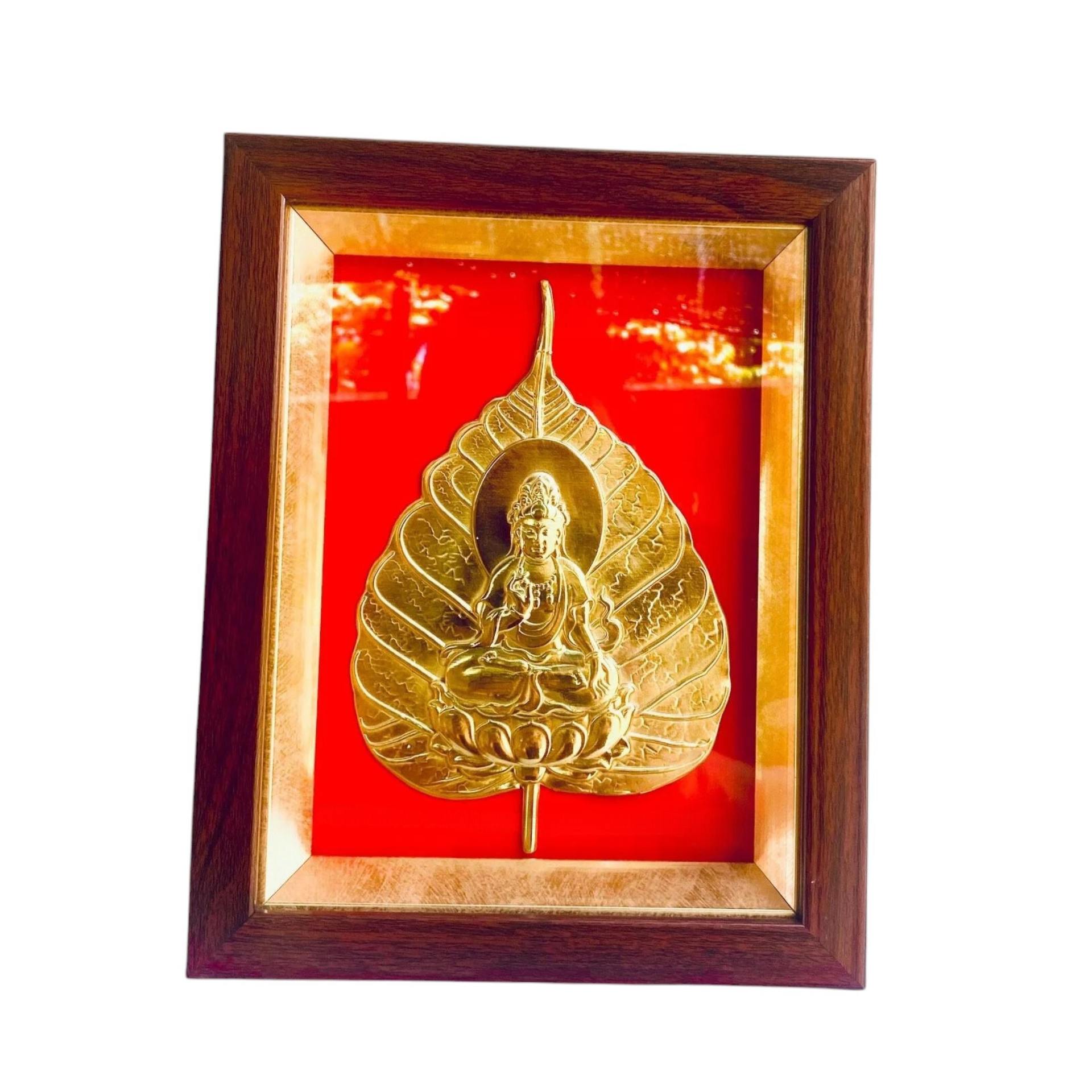 Tranh Đồng Lá Bồ Đề , Dát Vàng ( 20x25cm ) - Cửu Diệu Thiên - BĐ003