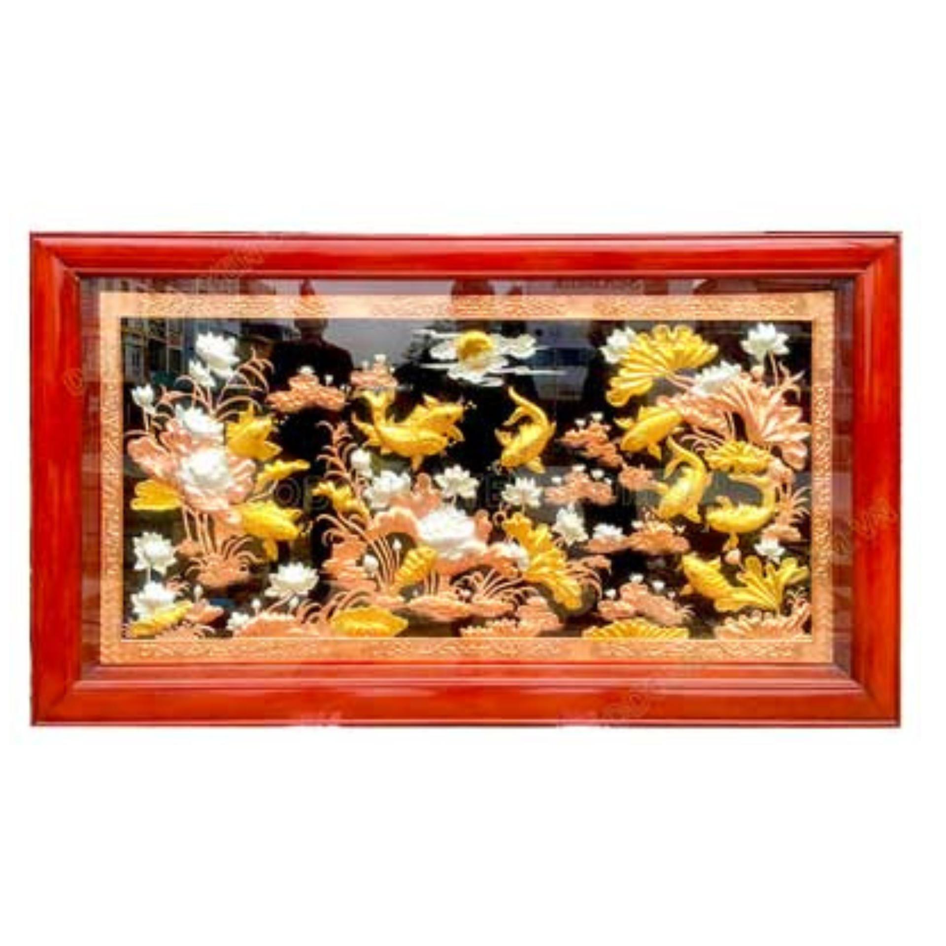 Tranh Cá Chép Hoa Sen - Đồ Đồng Cao Cấp - Cửu Diệu Thiên - THN385