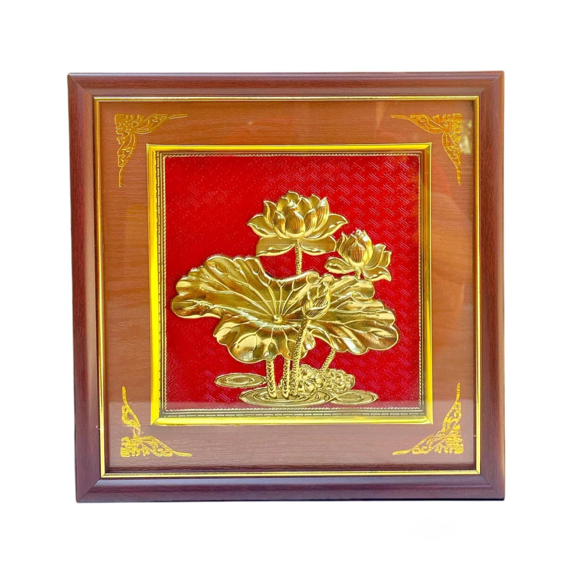 Tranh Đồng Hoa Sen ( 26x26cm ) - Cửu Diệu Thiên - SH044