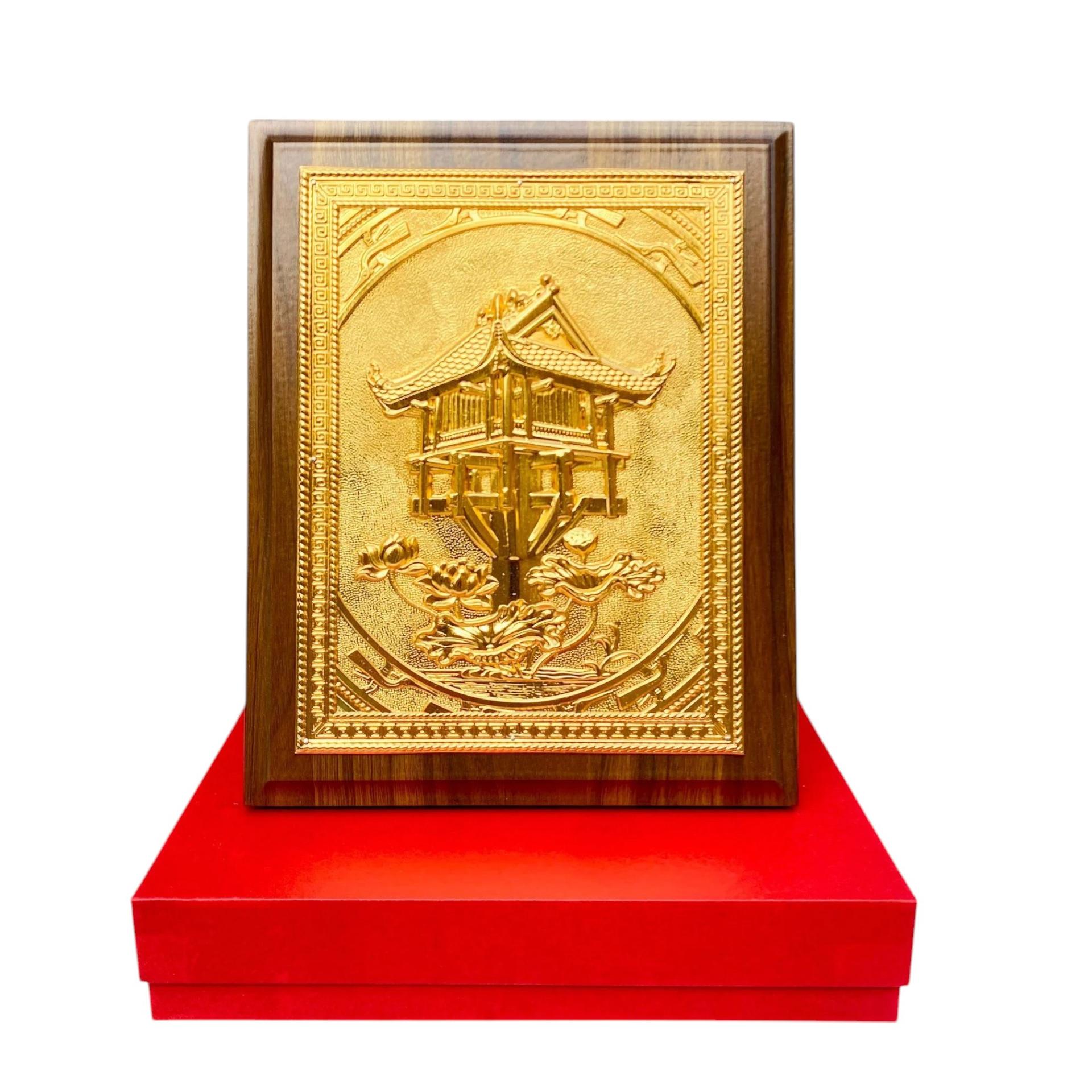 Tranh Đồng Chùa Một Cột , Mạ Vàng 24k ( 20x25cm ) - Cửu Diệu Thiên - MC013