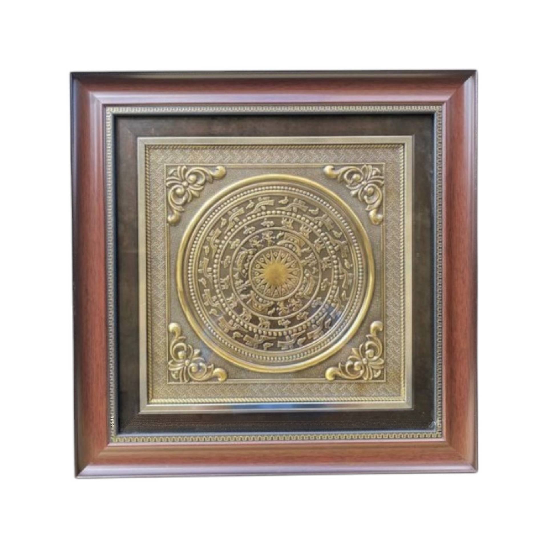 Tranh Đồng Mặt Trống Đồng ,  Giả Cổ ( 48x48cm ) - Cửu Diệu Thiên - ĐT019