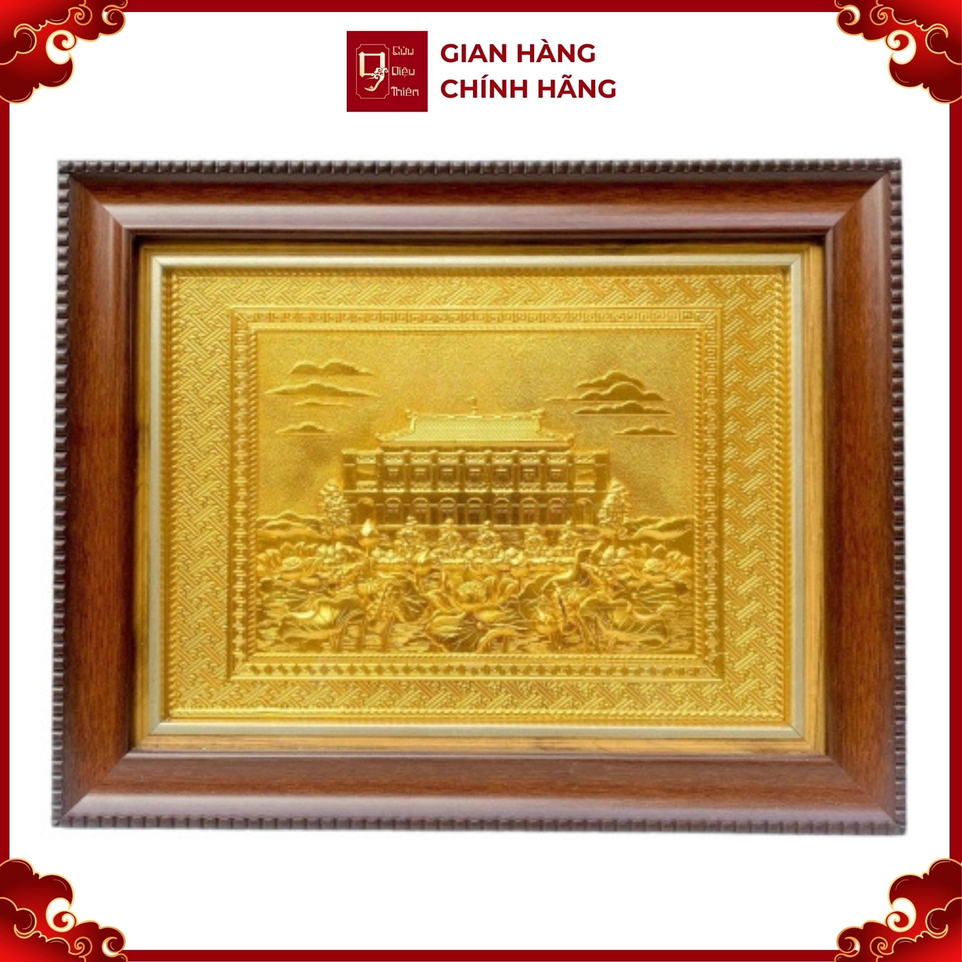 Tranh Đồng Bến Nhà Rồng - Bảo Tàng Hồ Chí Minh , Mạ Vàng 24K ( 28x34cm ) - Cửu Diệu Thiên - BR005