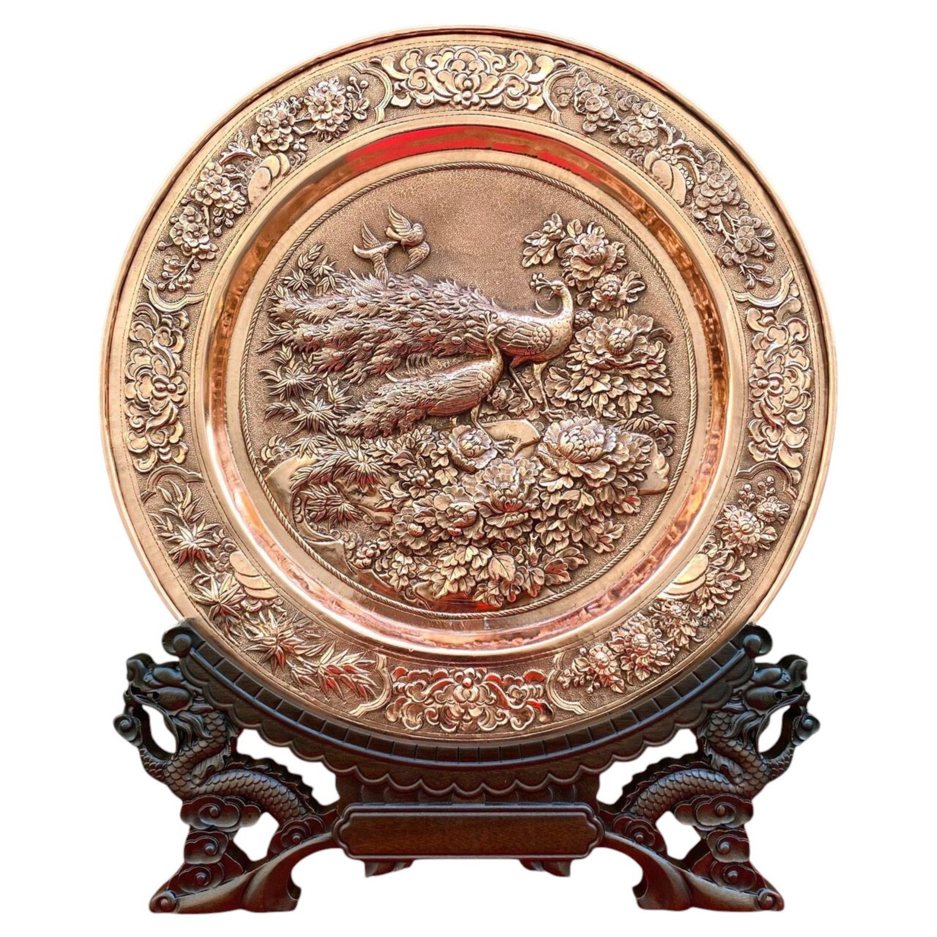 Tranh Đĩa Đồng Phu Thê Viên Mạn ( 35x41cm ) - Cửu Diệu Thiên - TD007