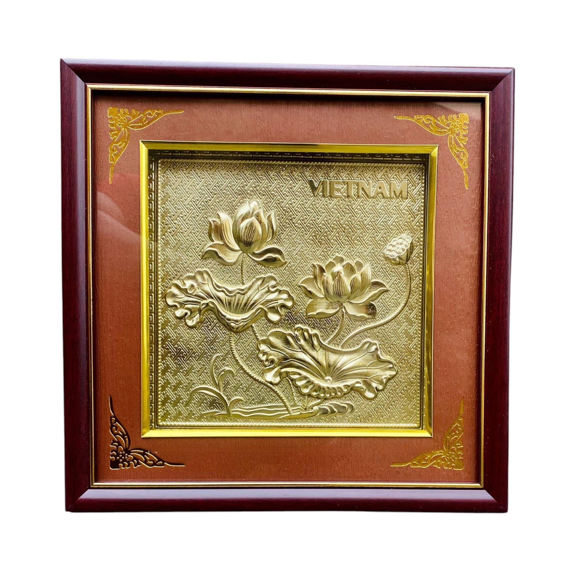 Tranh Đồng Hoa Sen ( 26x26cm ) - Cửu Diệu Thiên - SH046