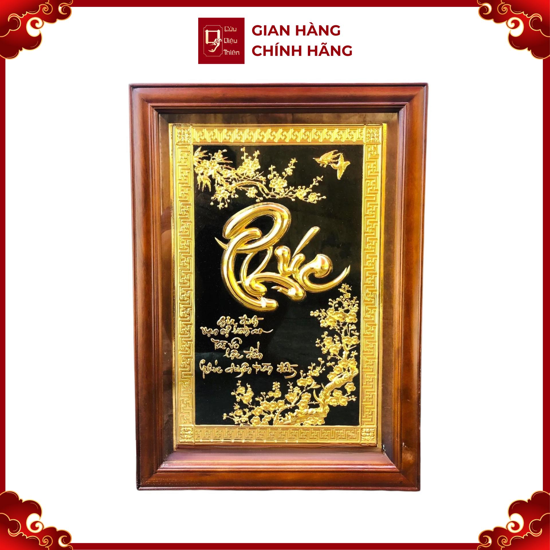 Tranh Đồng Chữ Phúc , Mạ Vàng 24K ( 38x54cm ) - Cửu Diệu Thiên - THN248