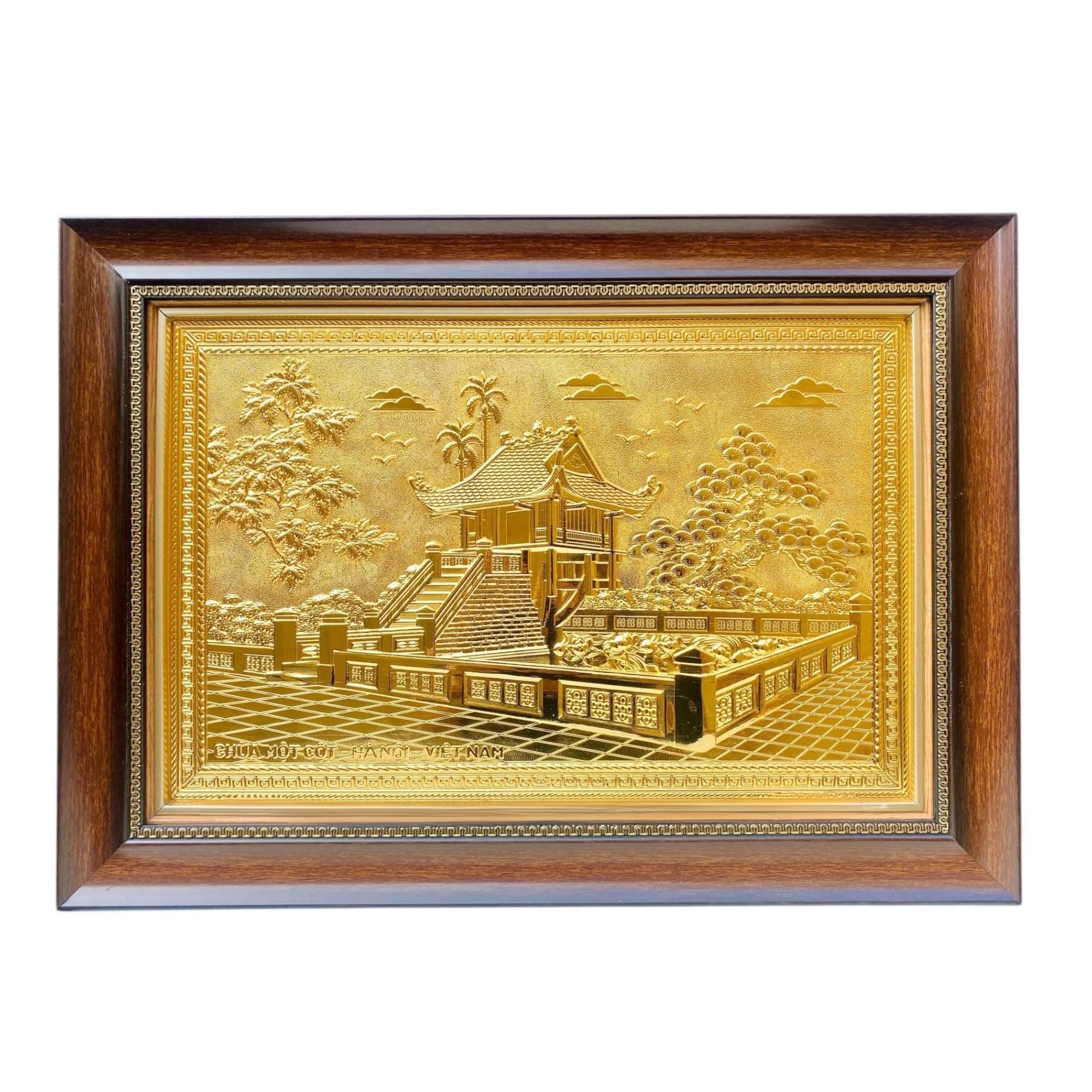 Tranh Đồng Chùa Một Cột, Mạ Vàng 24K ( 40x55cm ) - Cửu Diệu Thiên - MC024