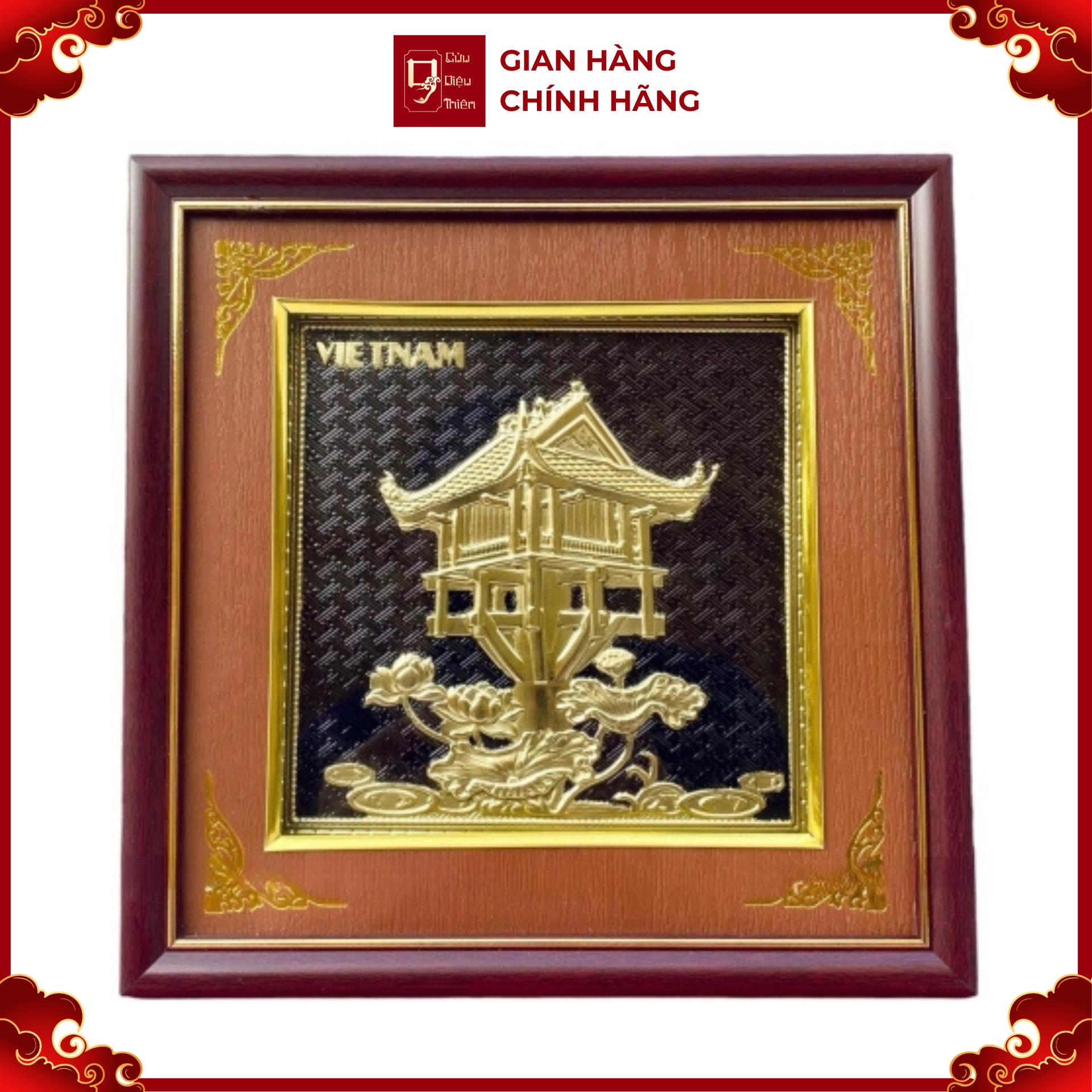 Tranh Đồng Chùa Một Cột - Đồng Đỏ , Giả Cổ ( 26x26cm ) - Cửu Diệu Thiên - MC001