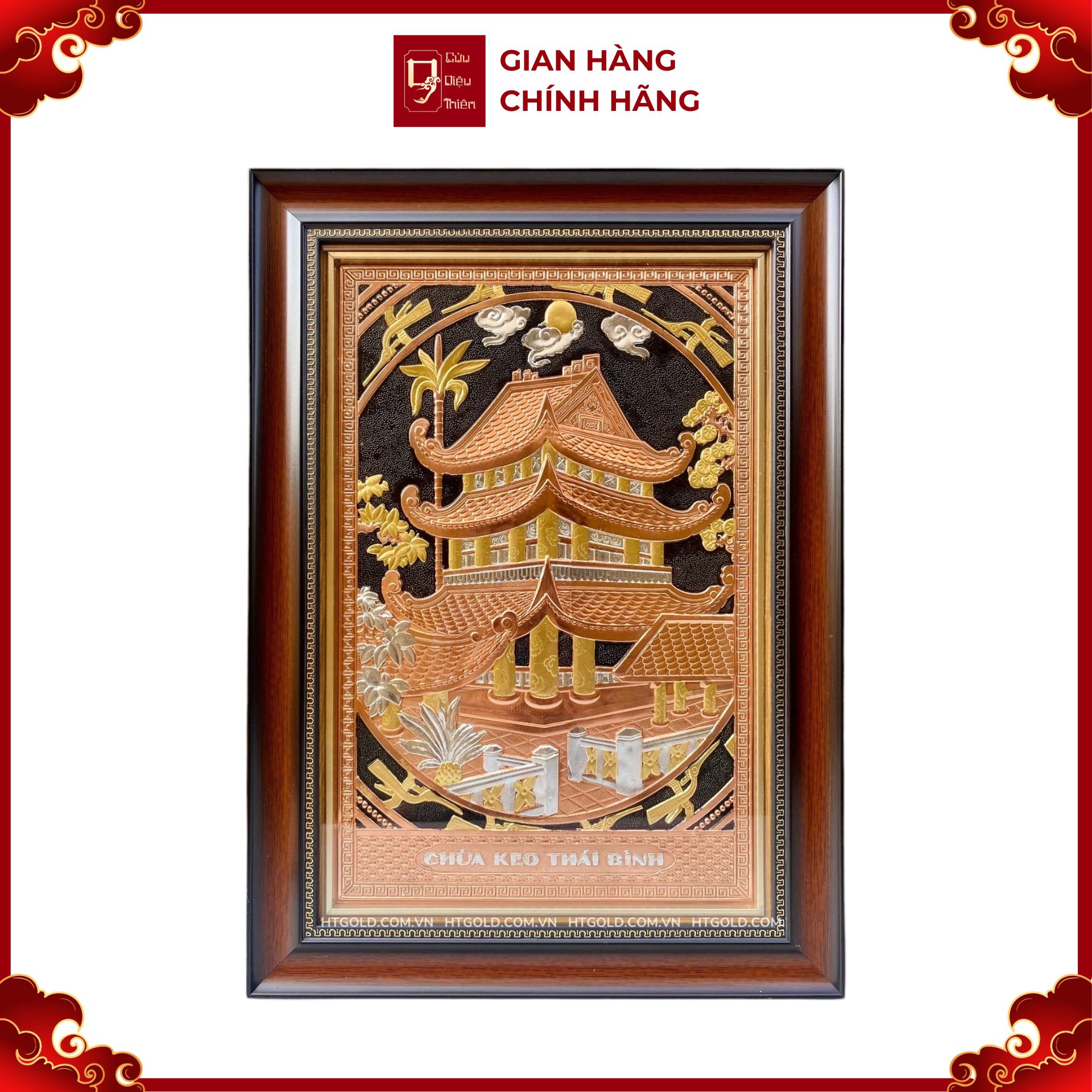 Tranh Đồng Chùa Keo - Đồng Đỏ, Dát Điểm Vàng Bạc (38x54cm) - Cửu Diệu Thiên - CK004