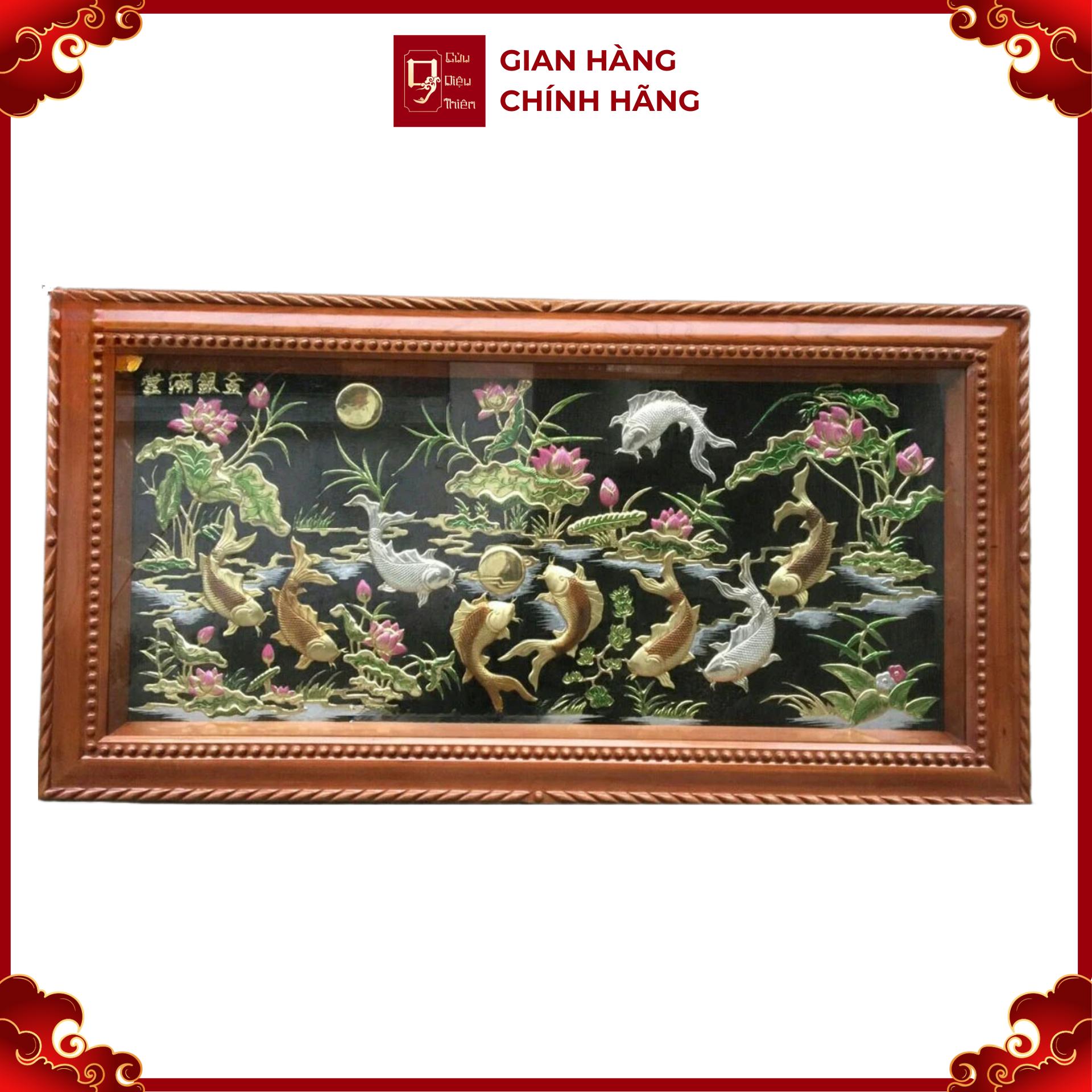 Tranh Cá Chép Hoa Sen - Đồ Đồng Cao Cấp - Cửu Diệu Thiên - THN377