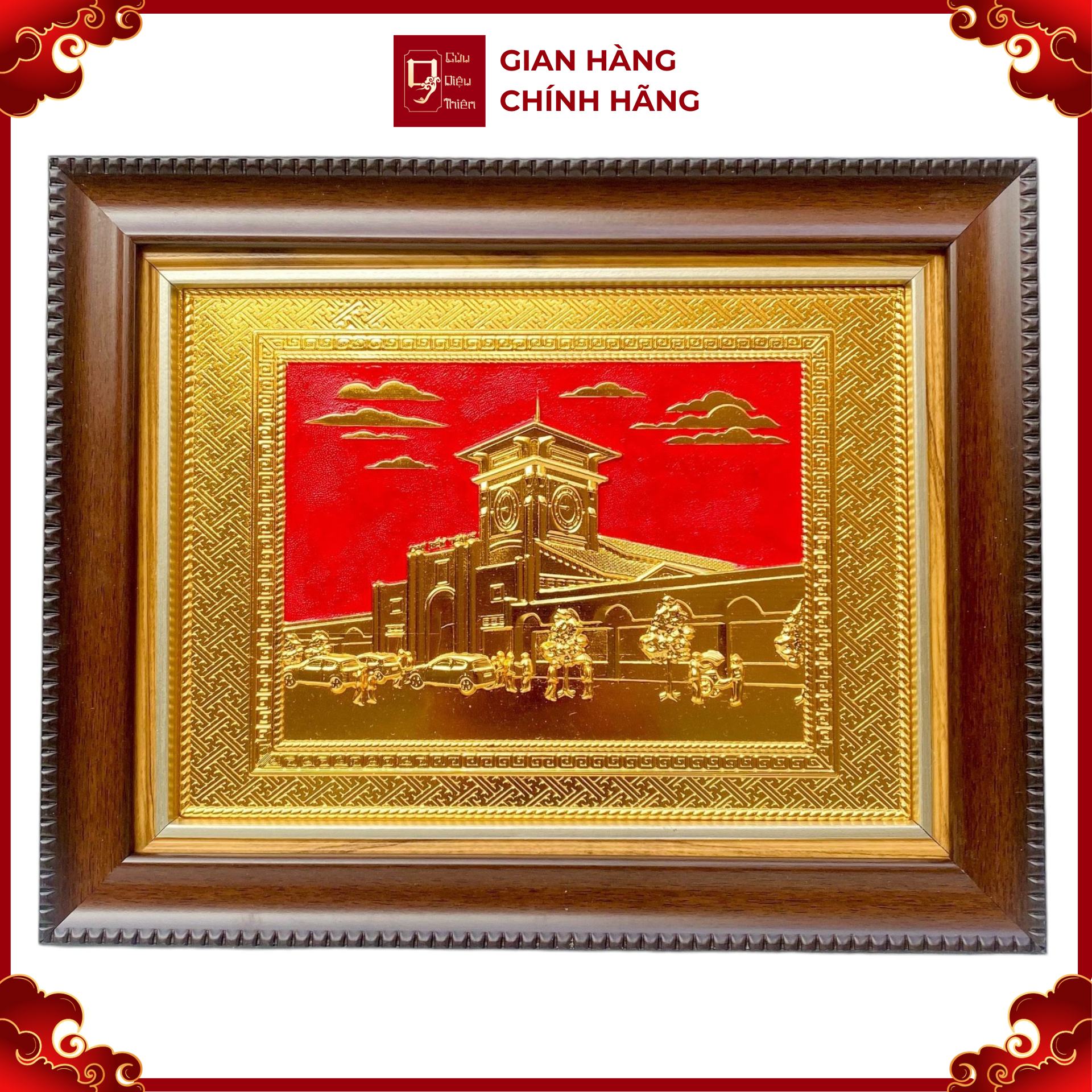 Tranh Đồng Chợ Bến Thành , Mạ Vàng 24K ( 28x34cm ) - Cửu Diệu Thiên - BT006