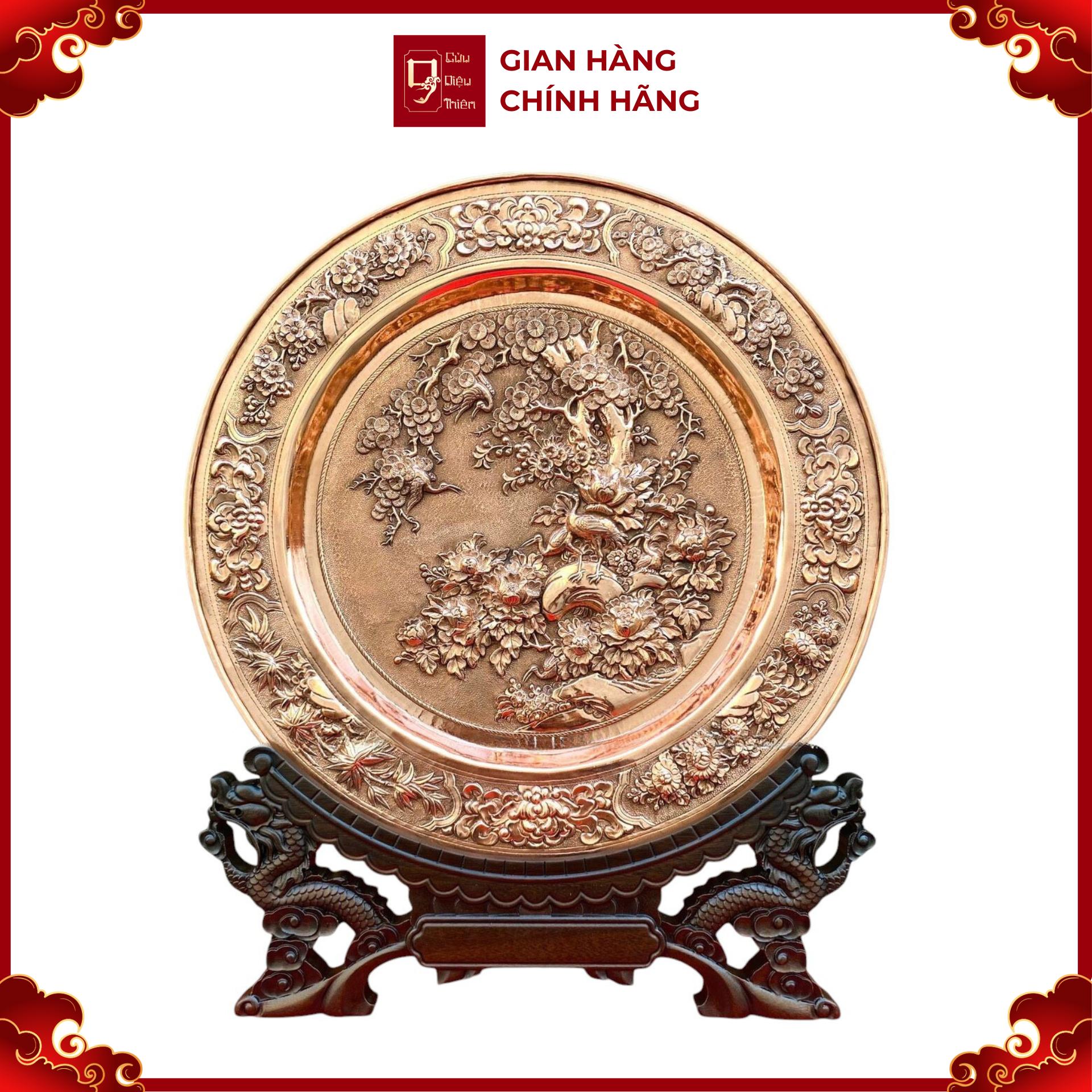Tranh Đĩa Đồng Tùng Hạc Diên Niên ( 35x41cm ) - Cửu Diệu Thiên - TD018