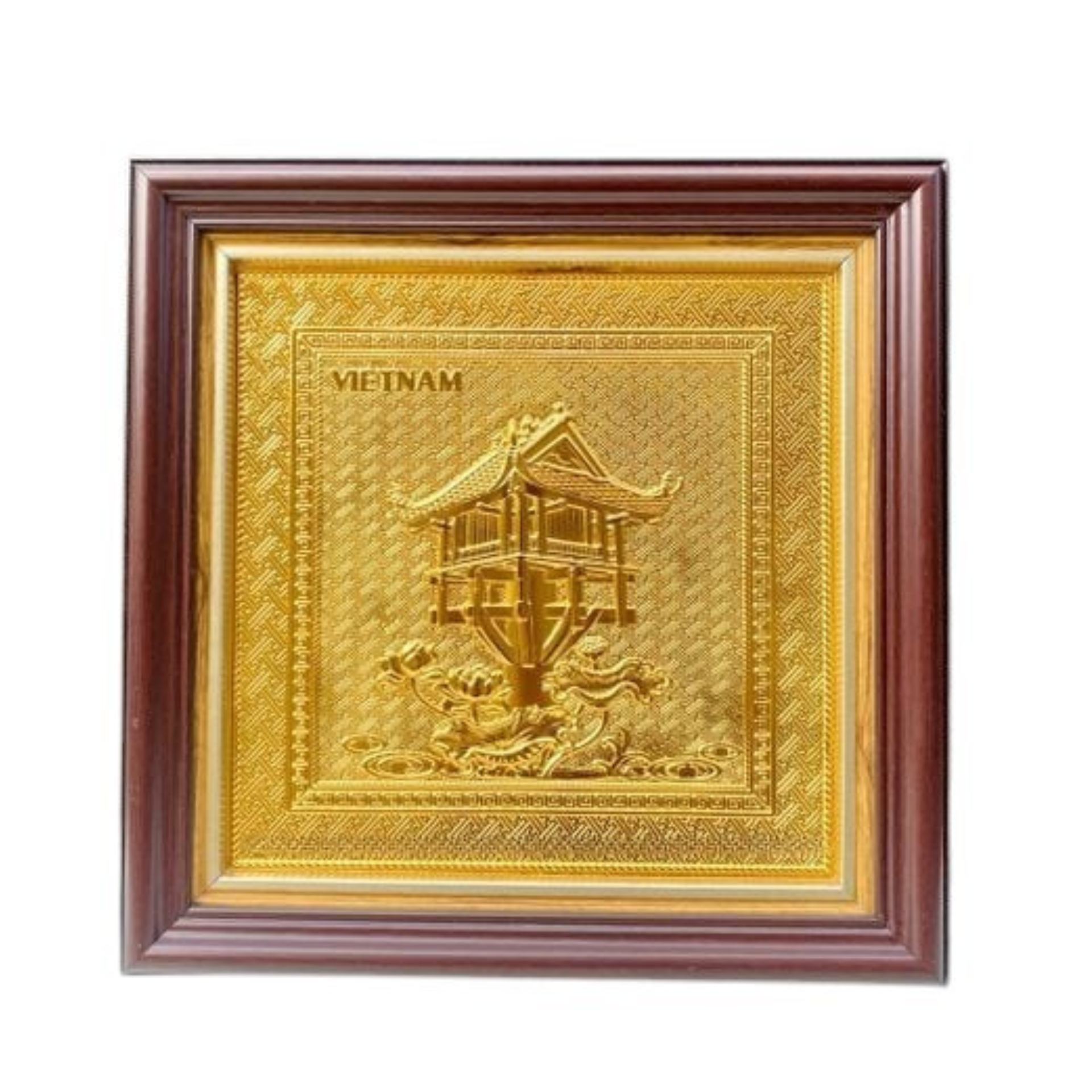 Tranh Đồng Chùa Một Cột, Dát Vàng ( 30x30cm ) - Cửu Diệu Thiên - MC025