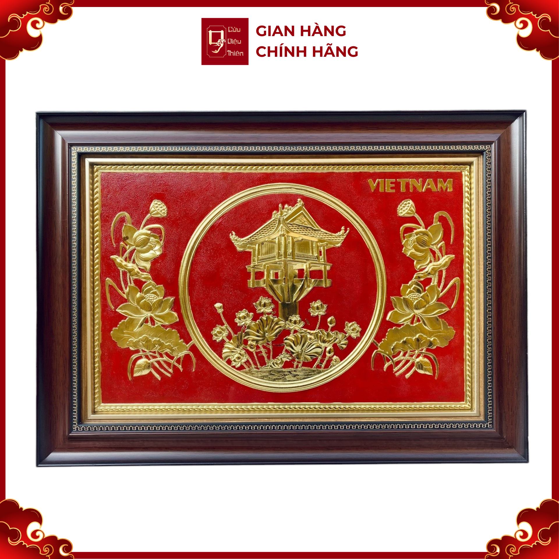 Tranh Đồng Chùa Một Cột, Dát Vàng ( 38x54cm ) - Cửu Diệu Thiên - MC023
