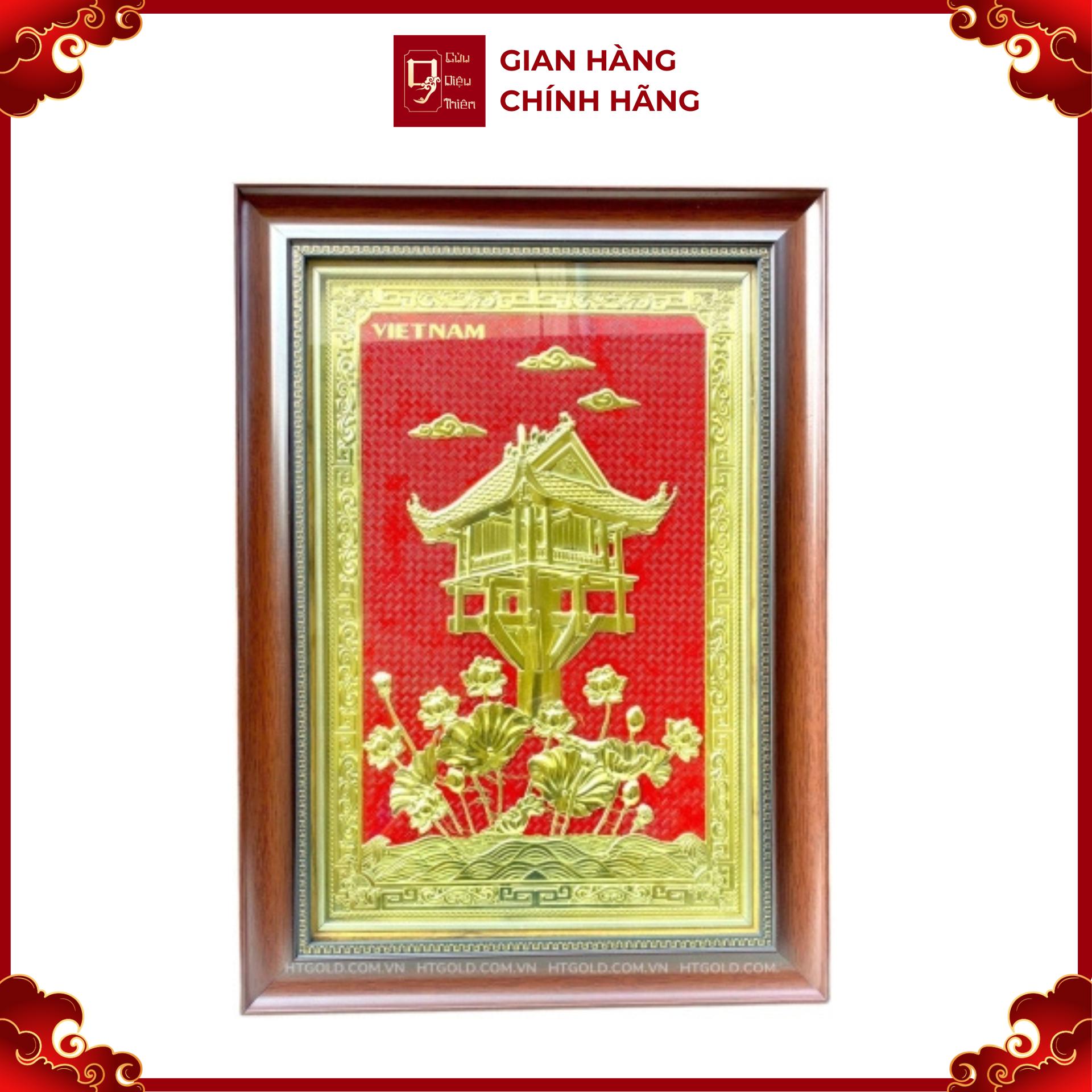 Tranh Đồng Chùa Một Cột - Đồng Đỏ , Giả Cổ ( 40x55cm ) - Cửu Diệu Thiên - MC005